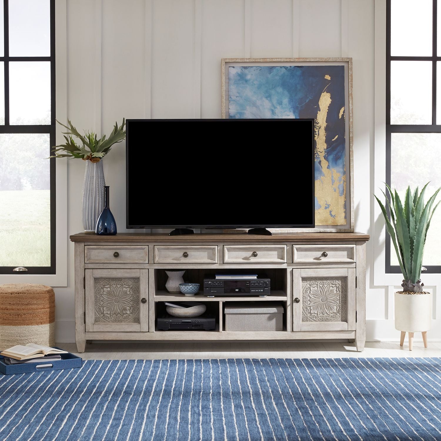 Acea 76 Inch Tile TV Stand