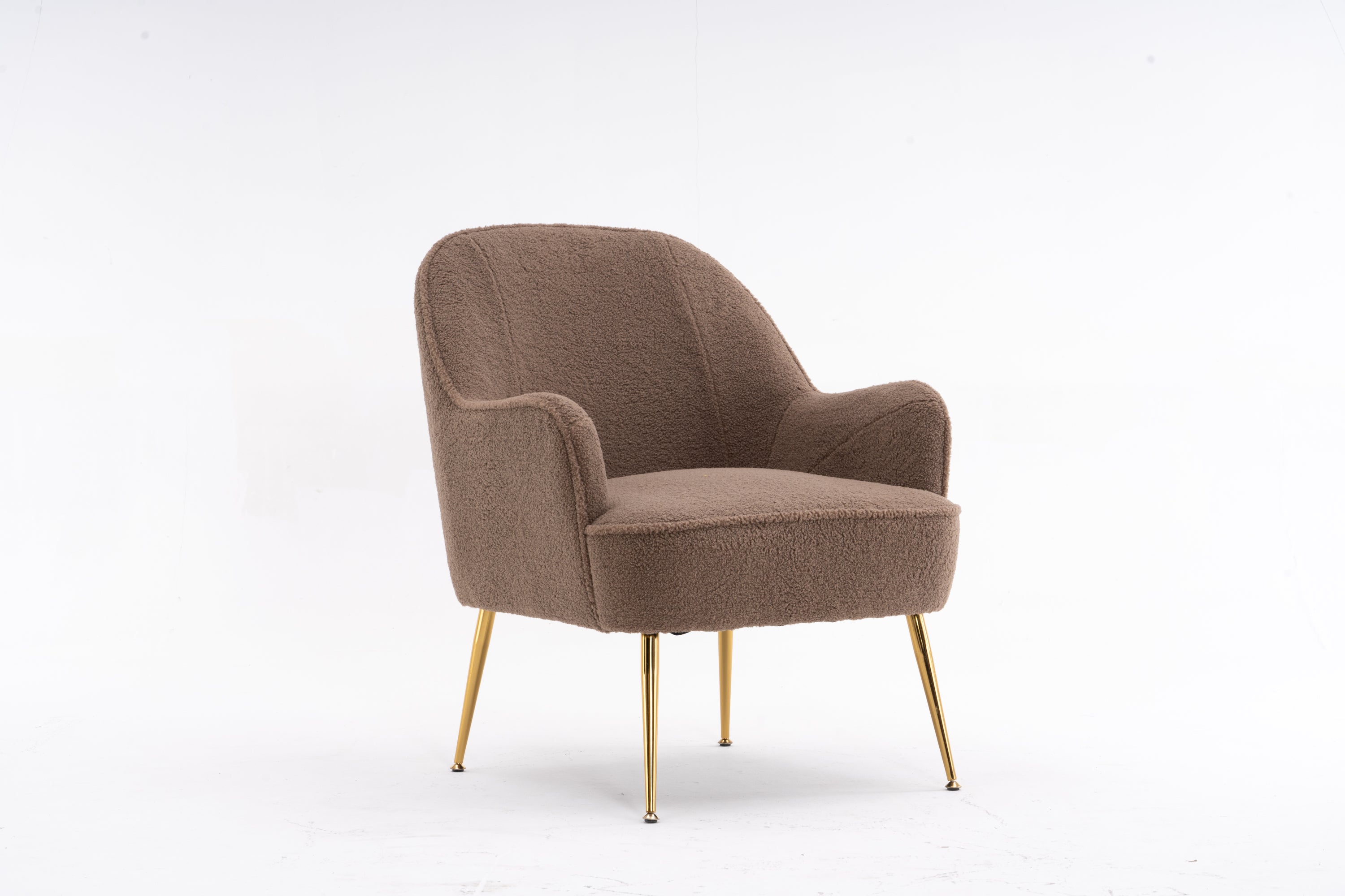 001-Modern Soft Teddy Fabric Accent Chair With Gold Metal Legs For Indoor,Coffee