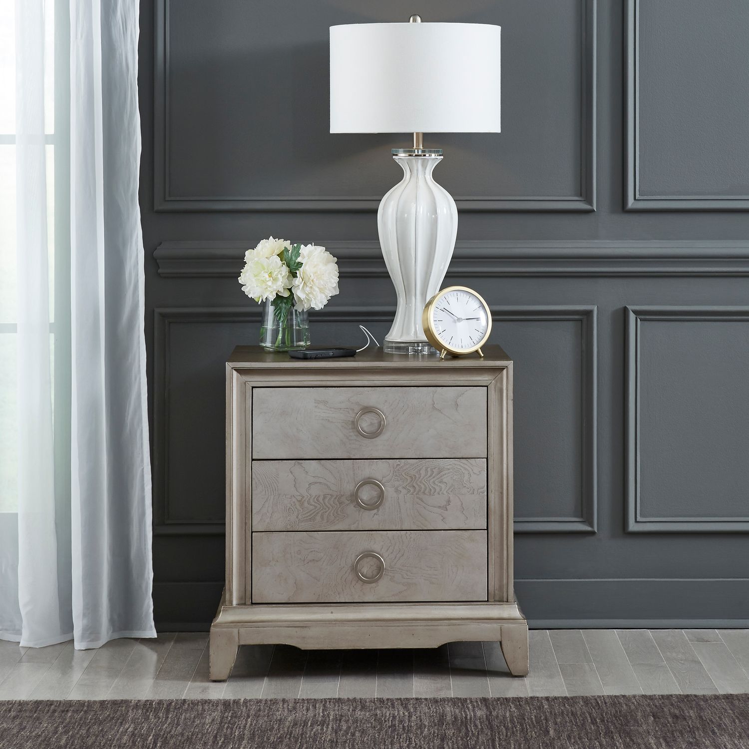 Derryon Drawer Night Stand with Charging Station