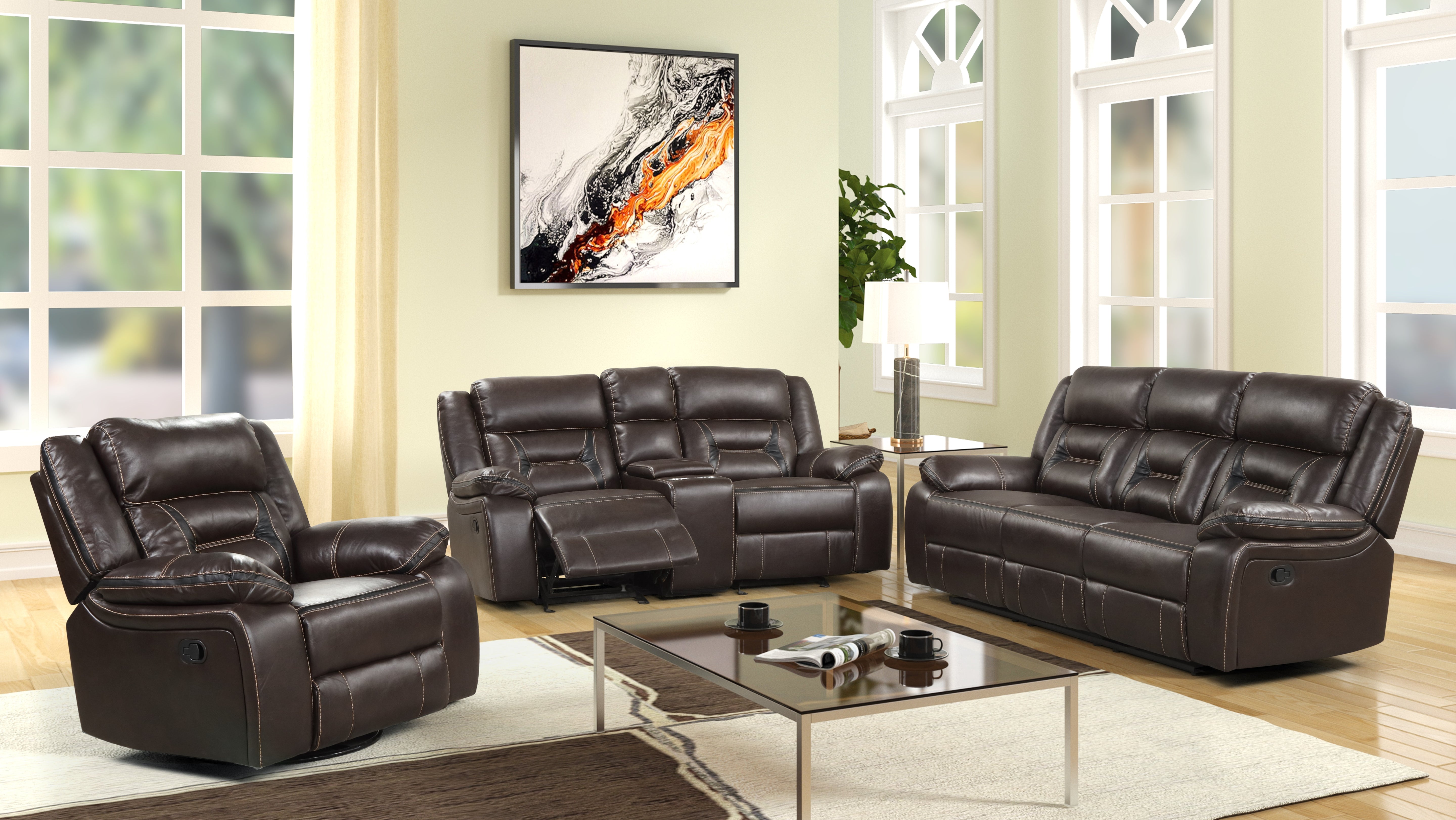 Maydene Recliner Living Room Set, Sofa Loveseat Armchair