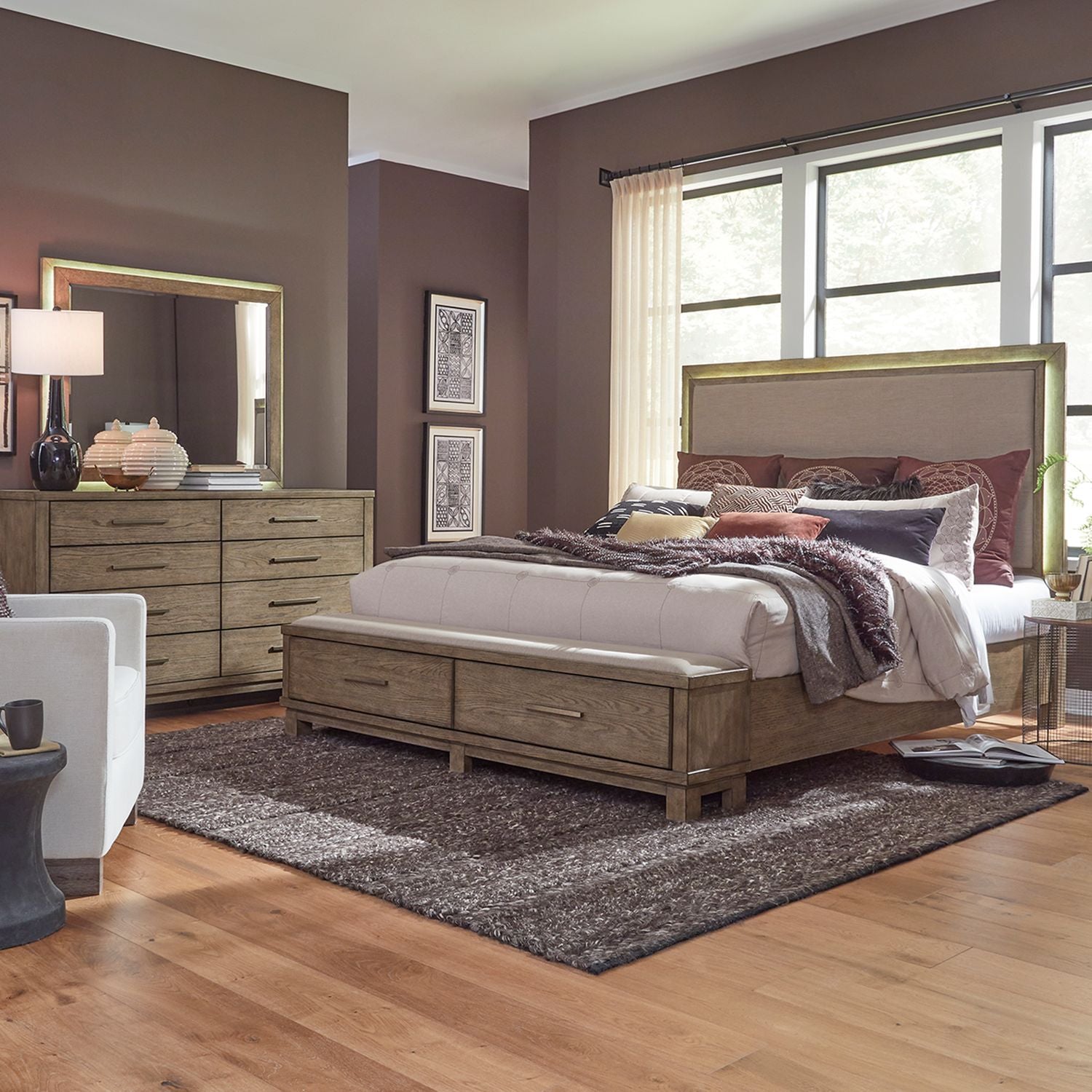 Bilyou King Storage Bed, Dresser & Mirror