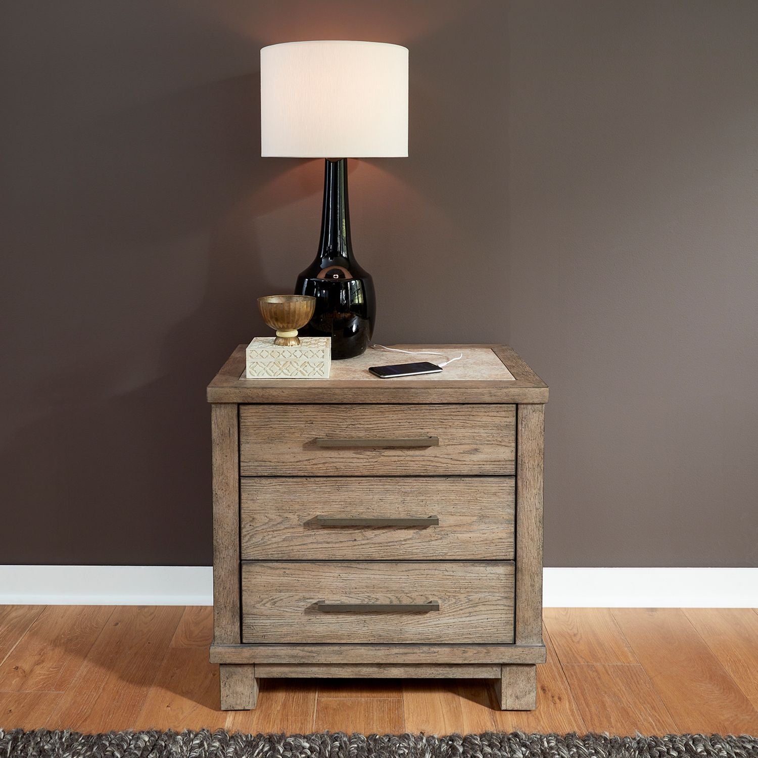 Zaccai 3 Drawer Night Stand with Charging Station