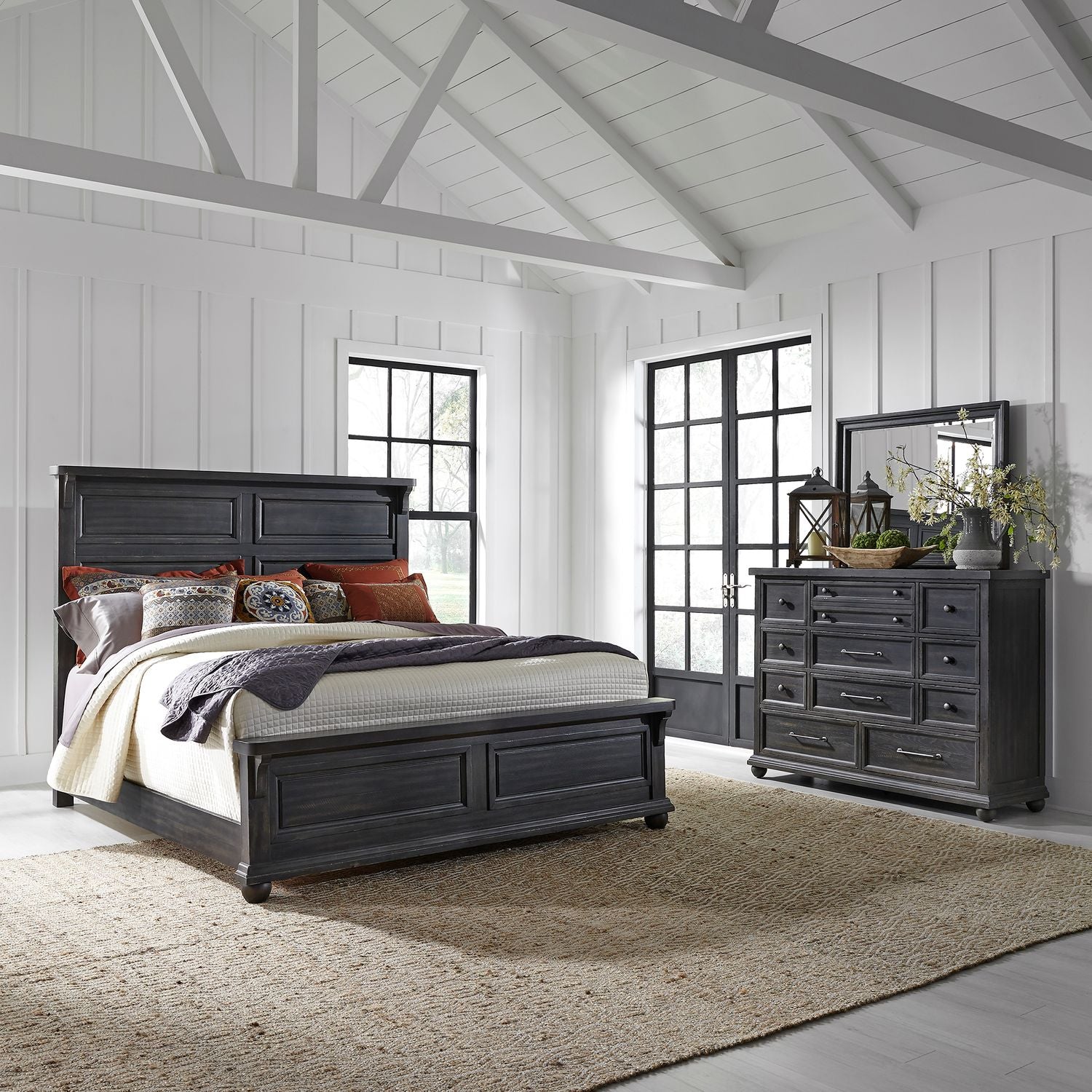 Bermea Queen Panel Bed, Dresser & Mirror