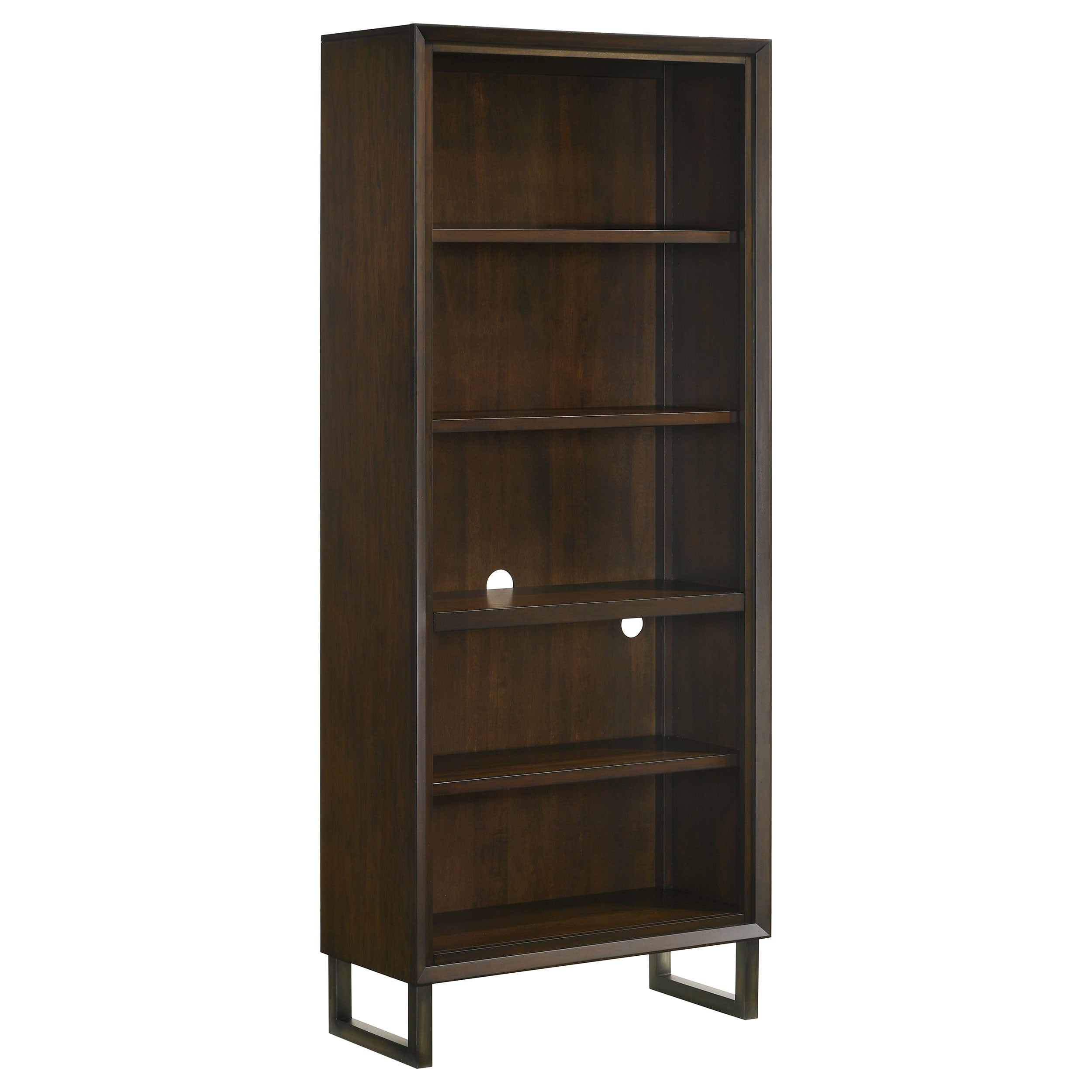 Marshall 4-shelf Bookcase Dark Walnut and Gunmetal