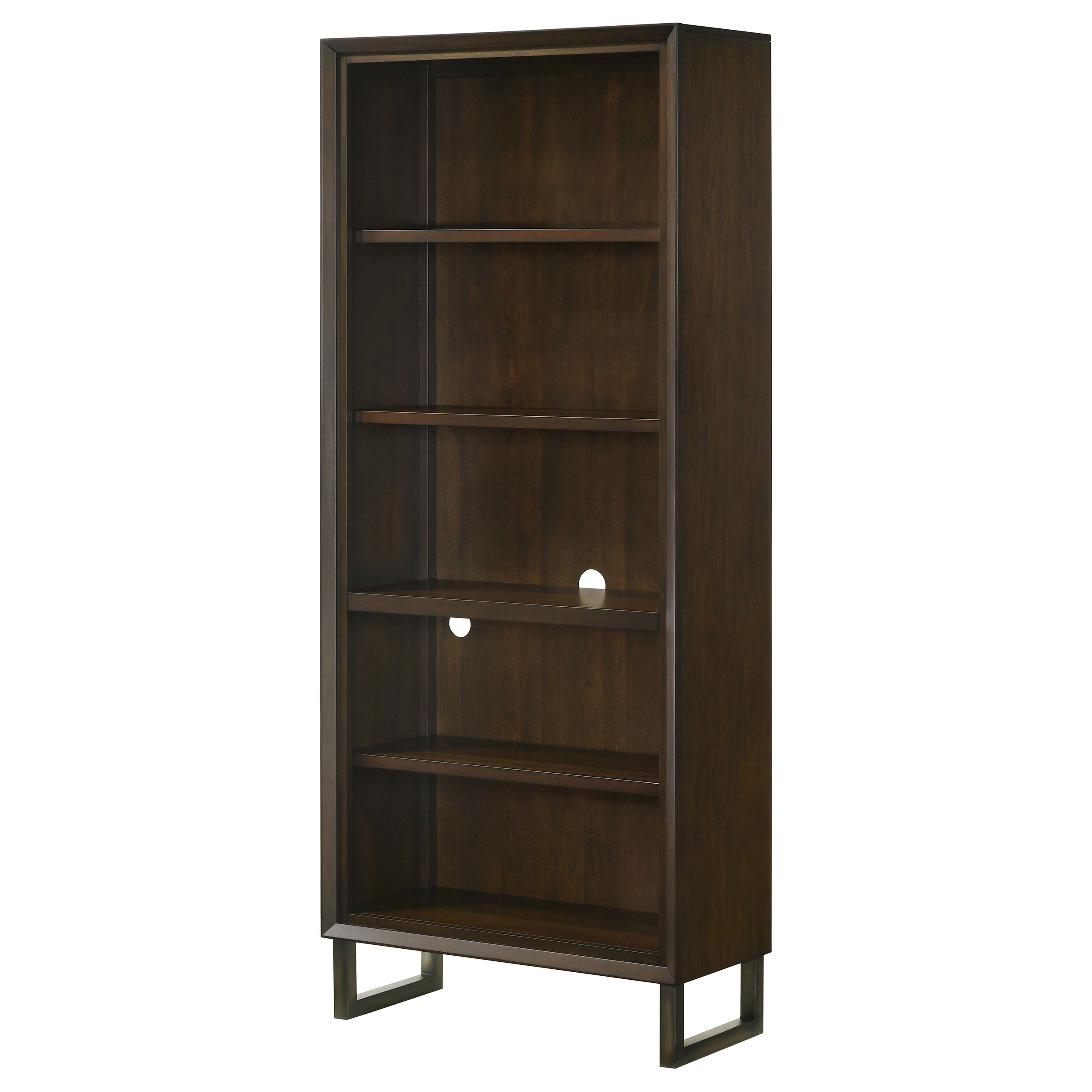 Marshall 4-shelf Bookcase Dark Walnut and Gunmetal