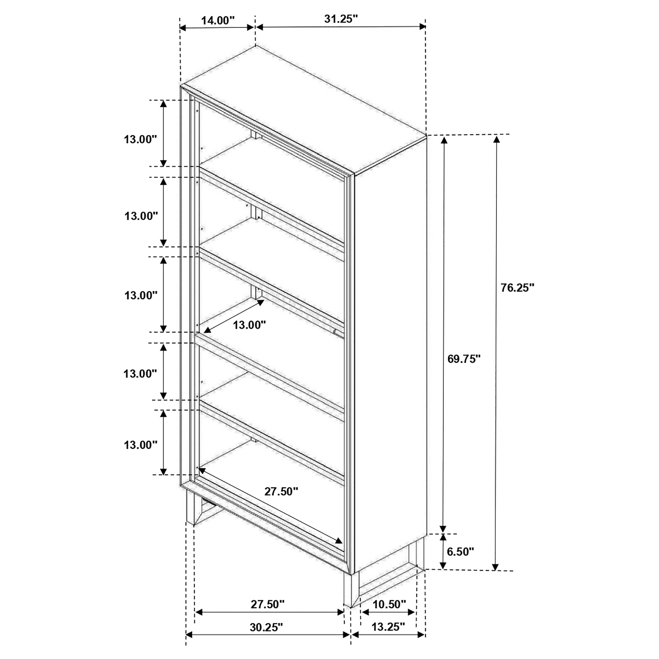 Marshall 4-shelf Bookcase Dark Walnut and Gunmetal