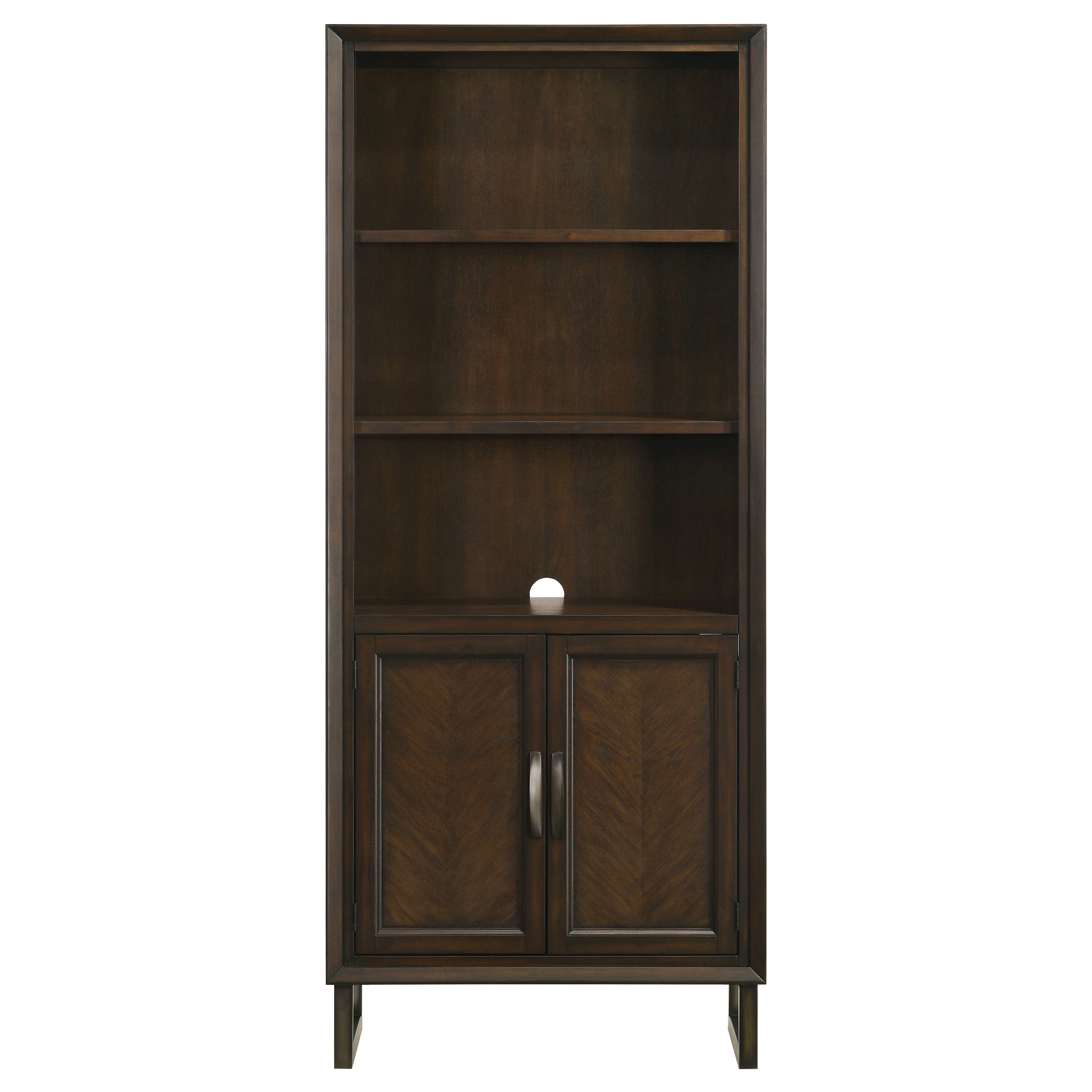 Marshall 3-shelf Bookcase With Storage Cabinet Dark Walnut and Gunmetal