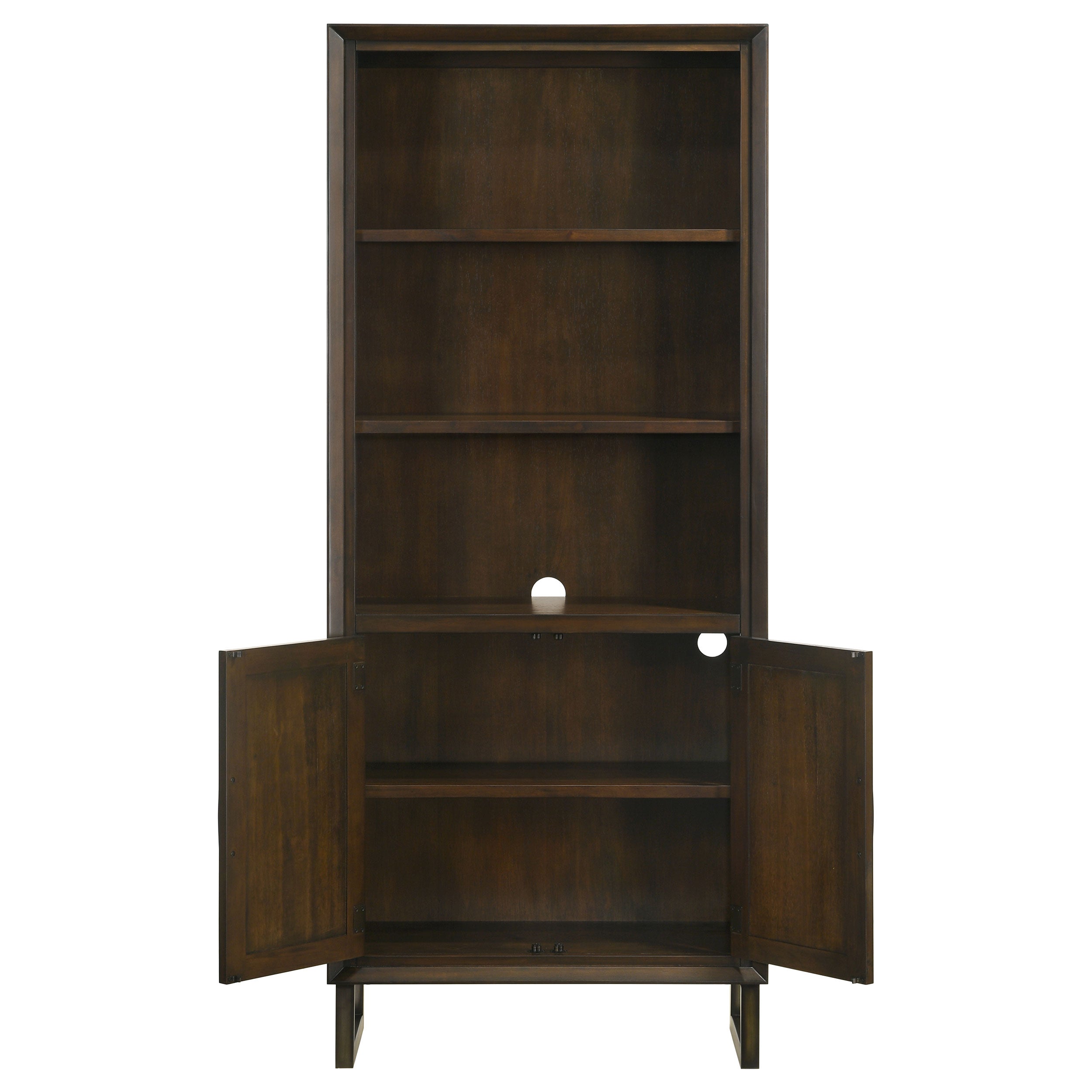 Marshall 3-shelf Bookcase With Storage Cabinet Dark Walnut and Gunmetal