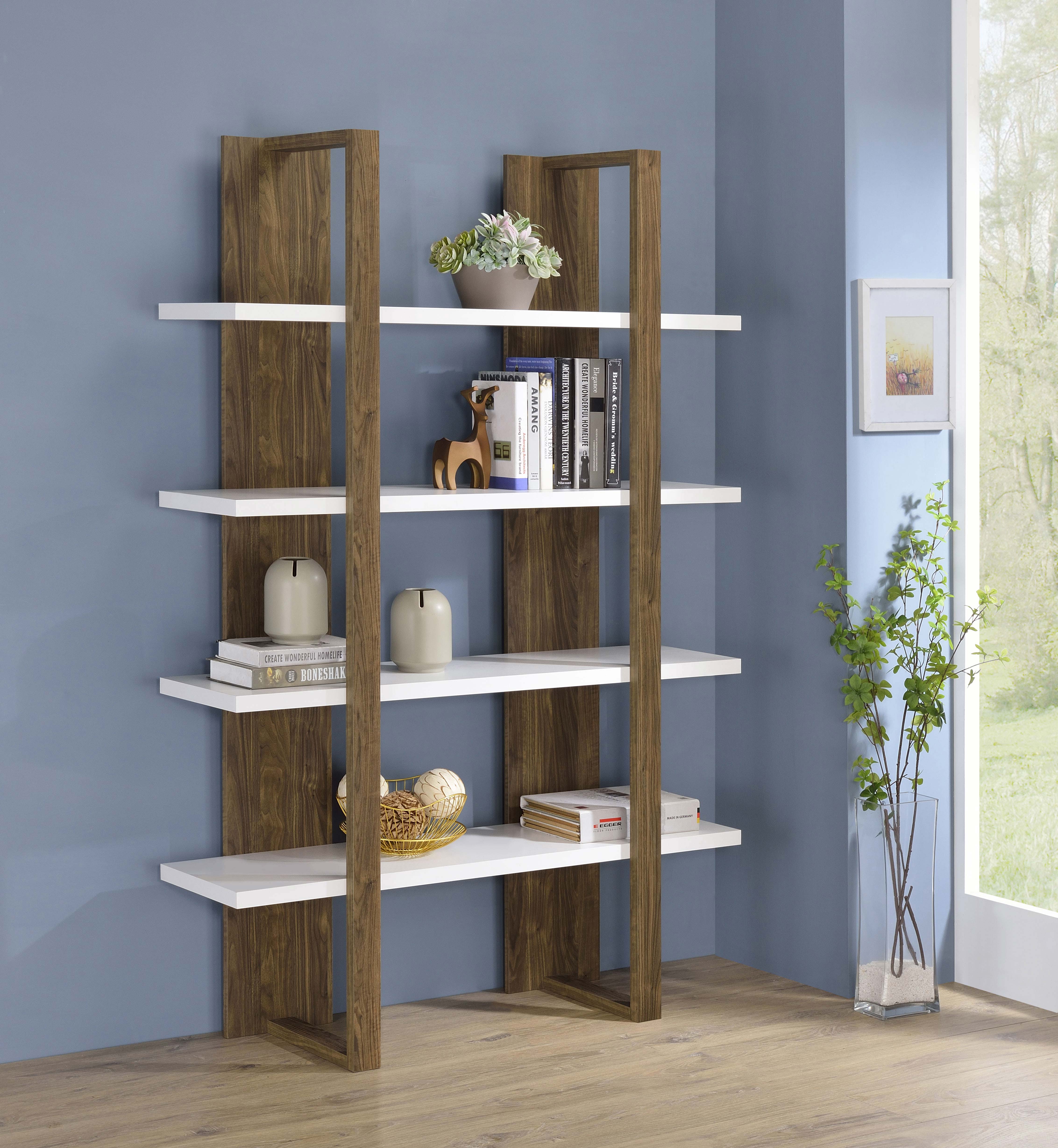 Danbrook Bookcase with 4 Full-length Shelves Bookcase Brown