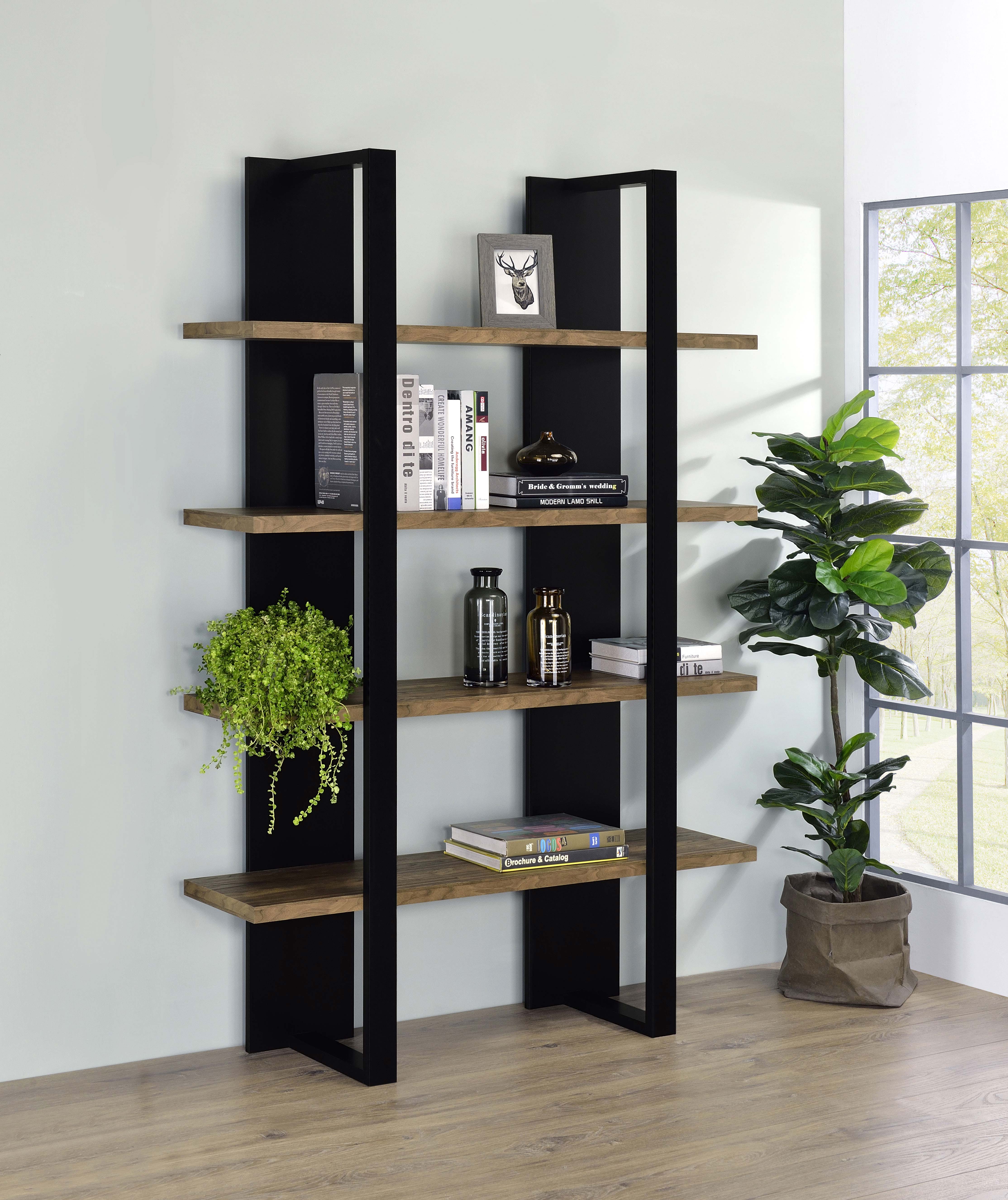 Danbrook Bookcase with 4 Full-length Shelves Bookcase Black