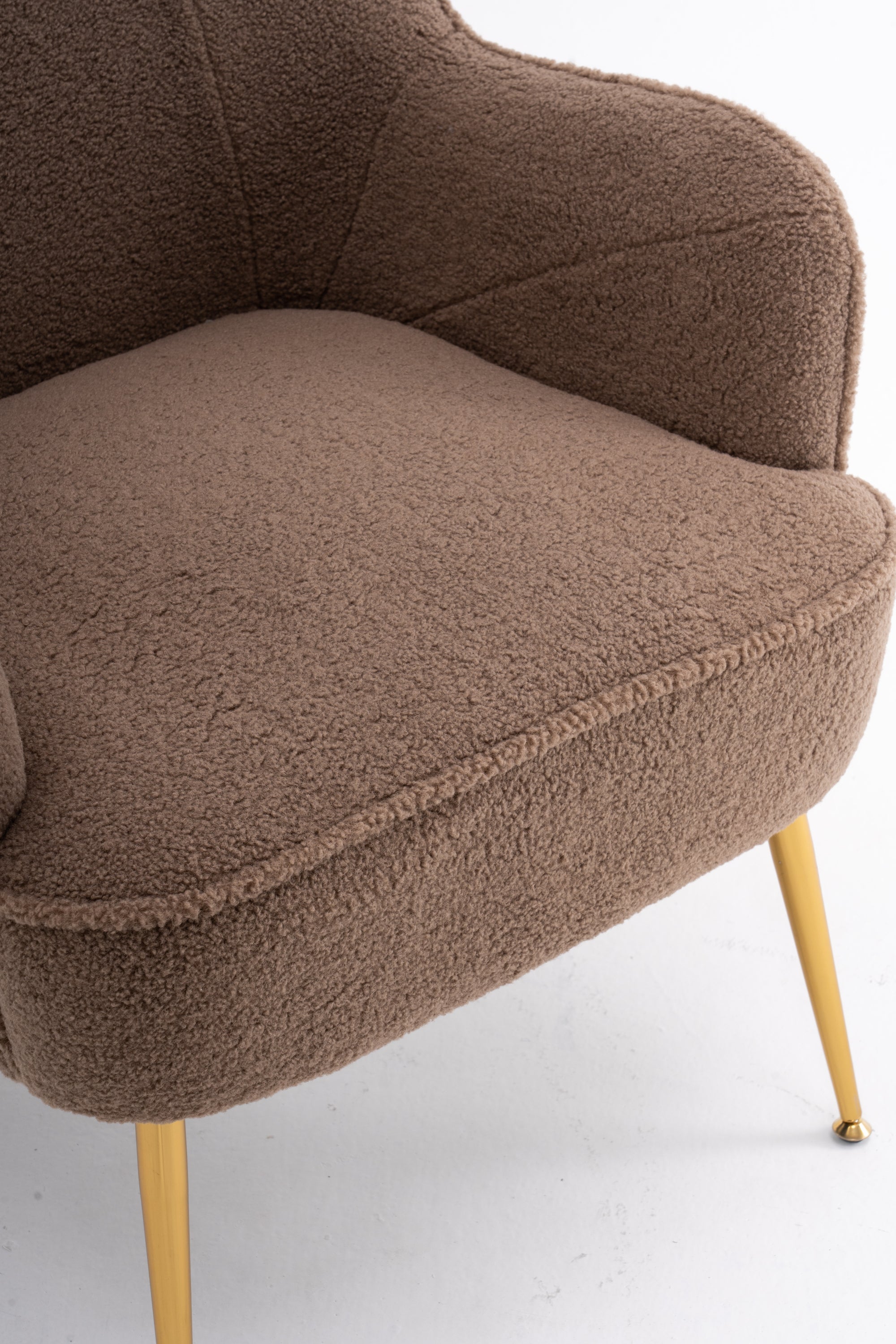 001-Modern Soft Teddy Fabric Accent Chair With Gold Metal Legs For Indoor,Coffee