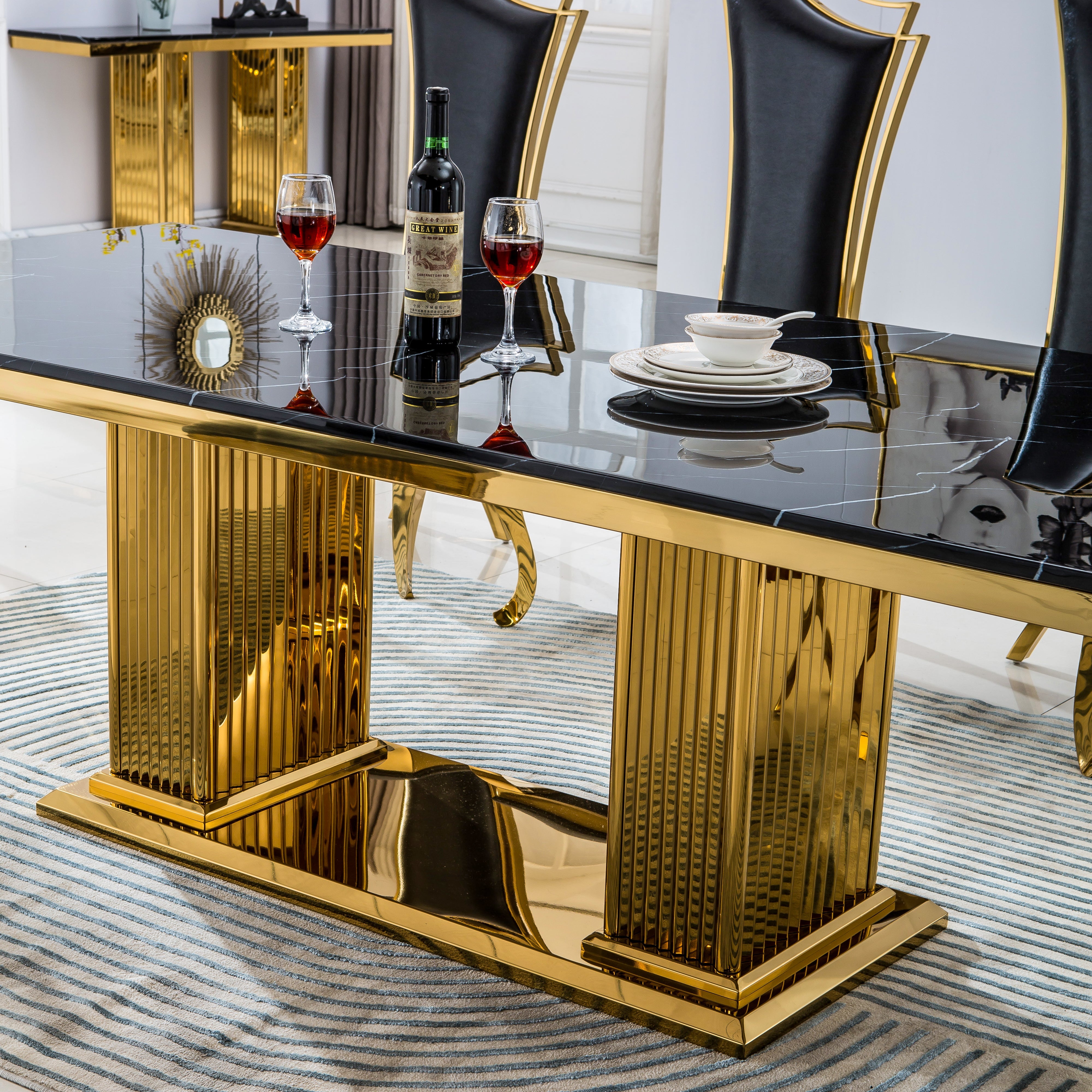 Rhealyn Dining Table Black Gold