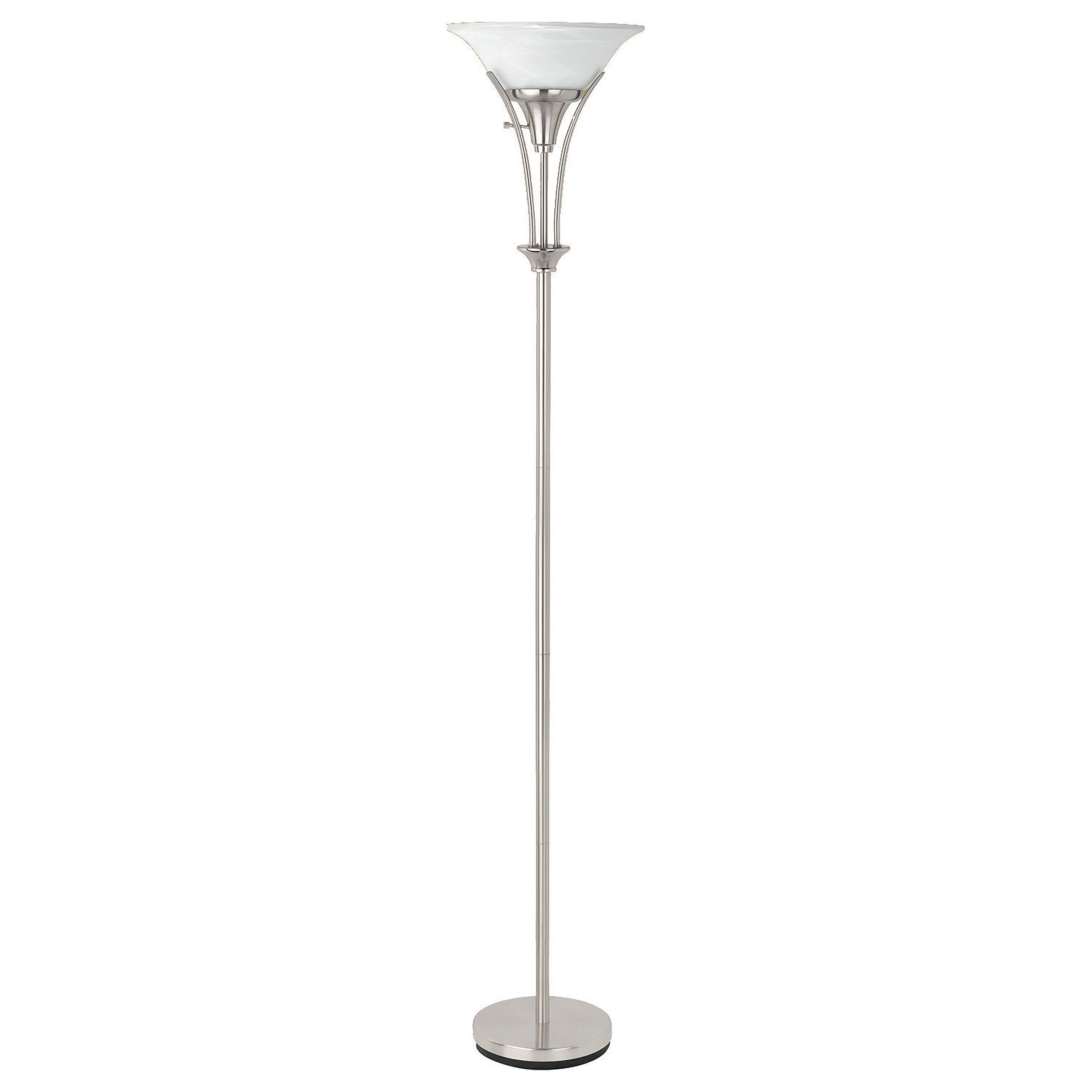 Archie Floor Lamp with Frosted Ribbed Shade Brushed Steel