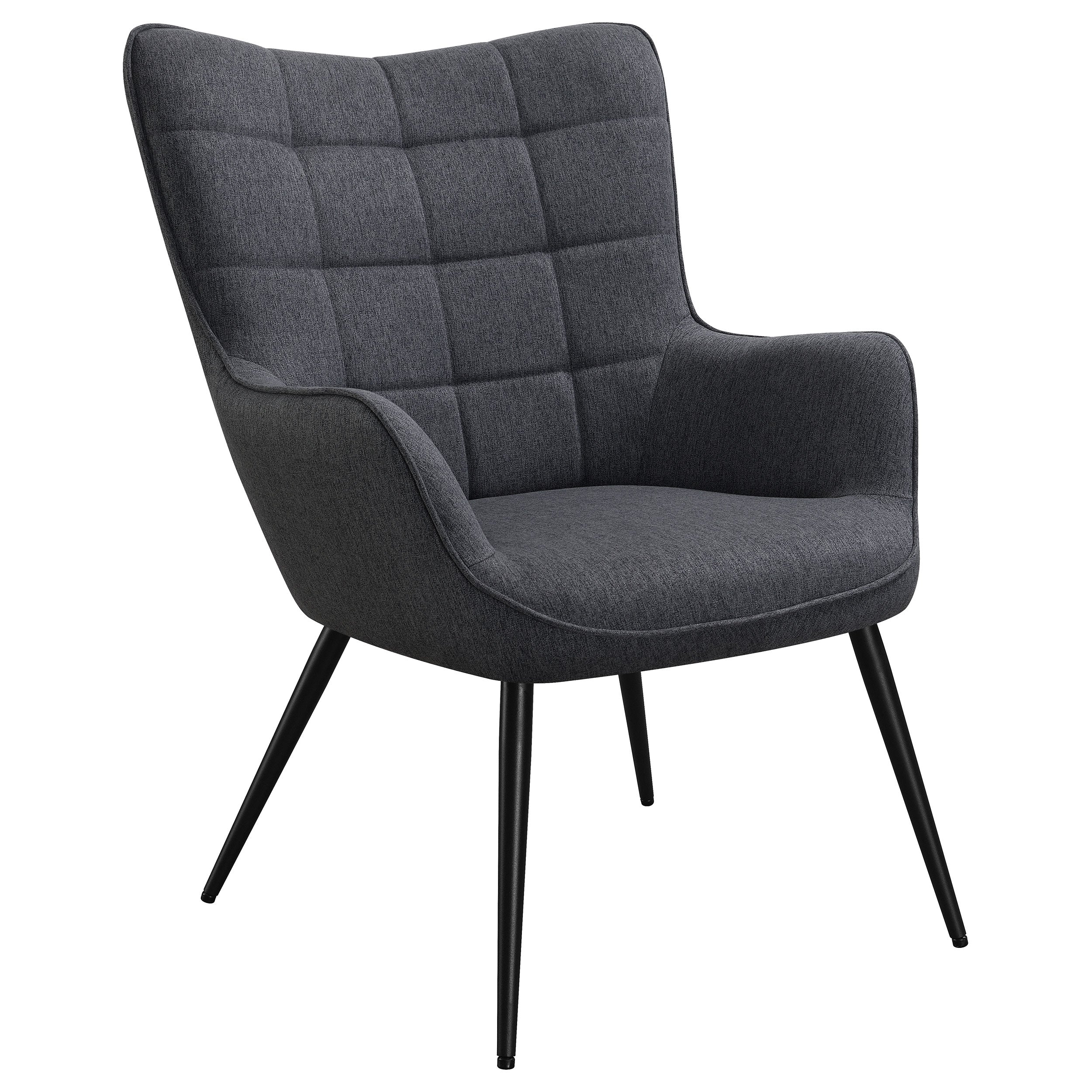 Isla Upholstered Flared Arms Accent Chair with Grid Tufted Accent Chair Grey