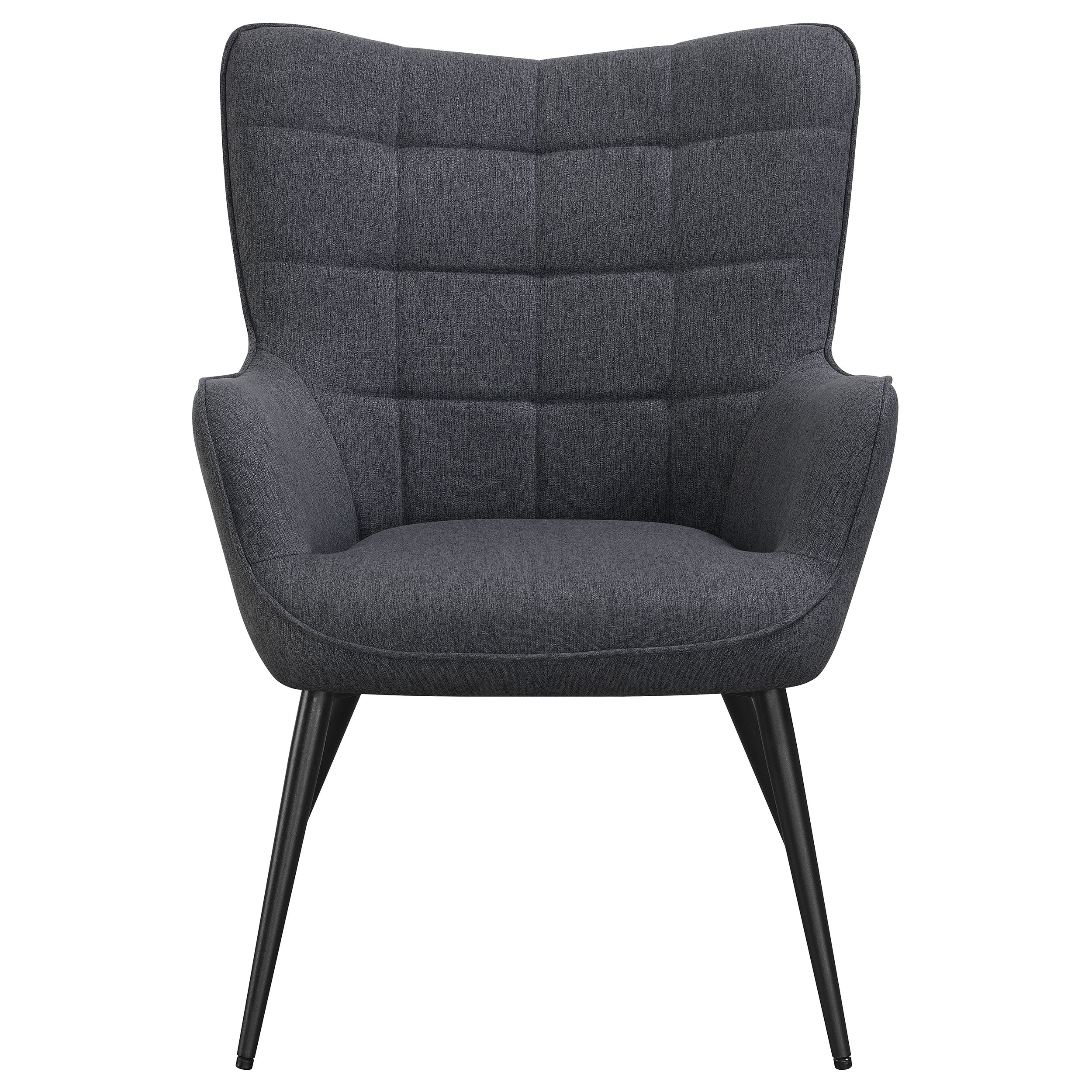 Isla Upholstered Flared Arms Accent Chair with Grid Tufted Accent Chair Grey