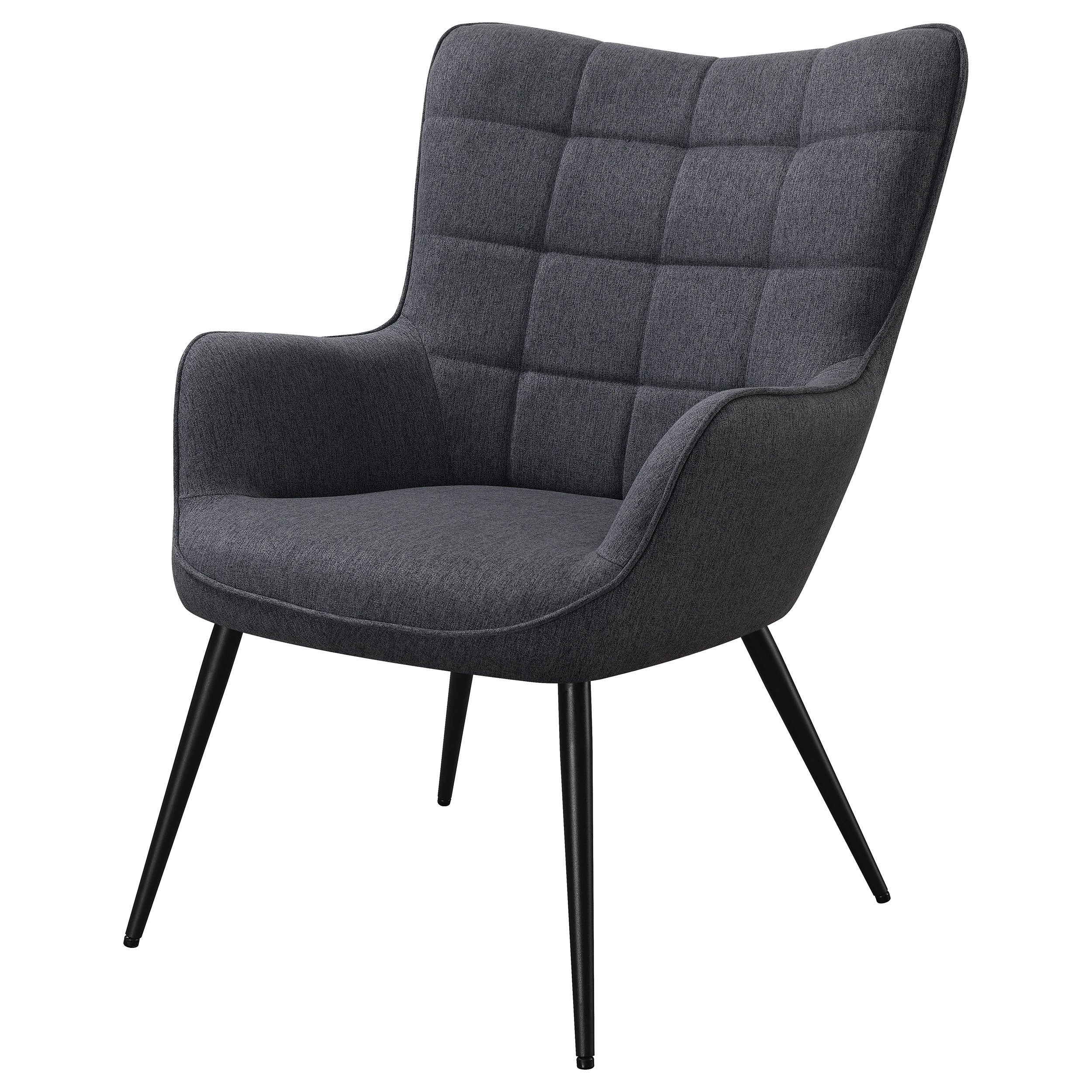 Isla Upholstered Flared Arms Accent Chair with Grid Tufted Accent Chair Grey