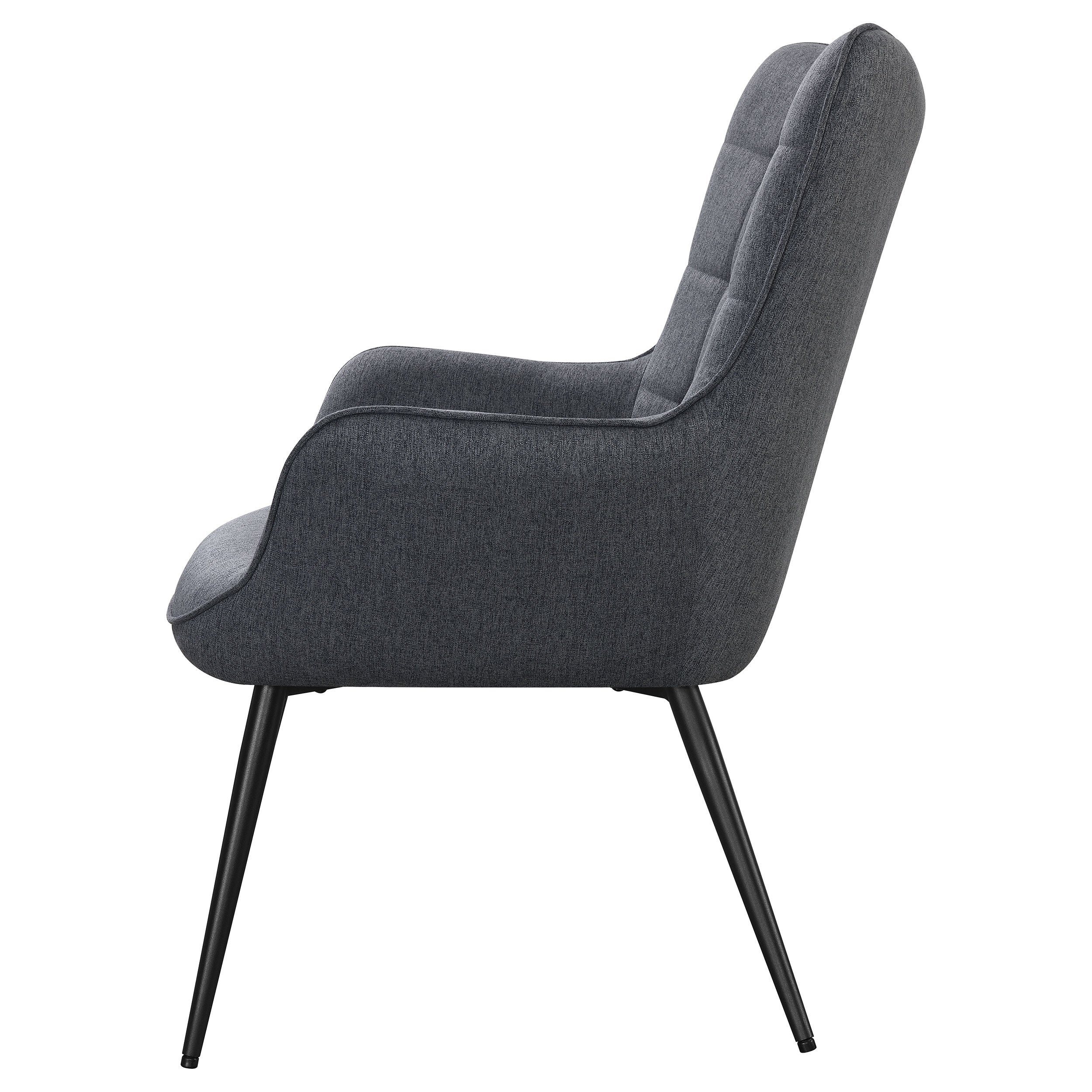 Isla Upholstered Flared Arms Accent Chair with Grid Tufted Accent Chair Grey