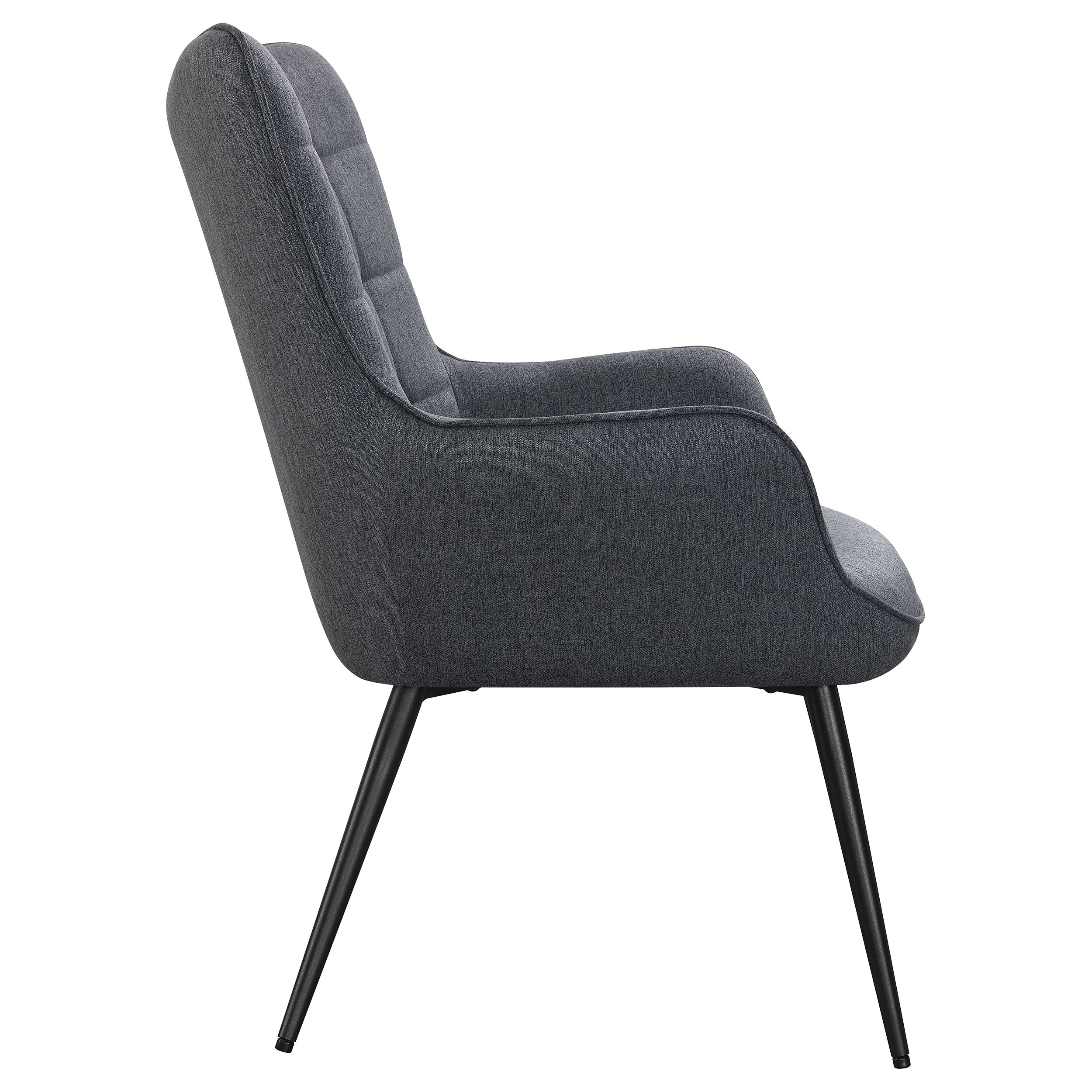 Isla Upholstered Flared Arms Accent Chair with Grid Tufted Accent Chair Grey