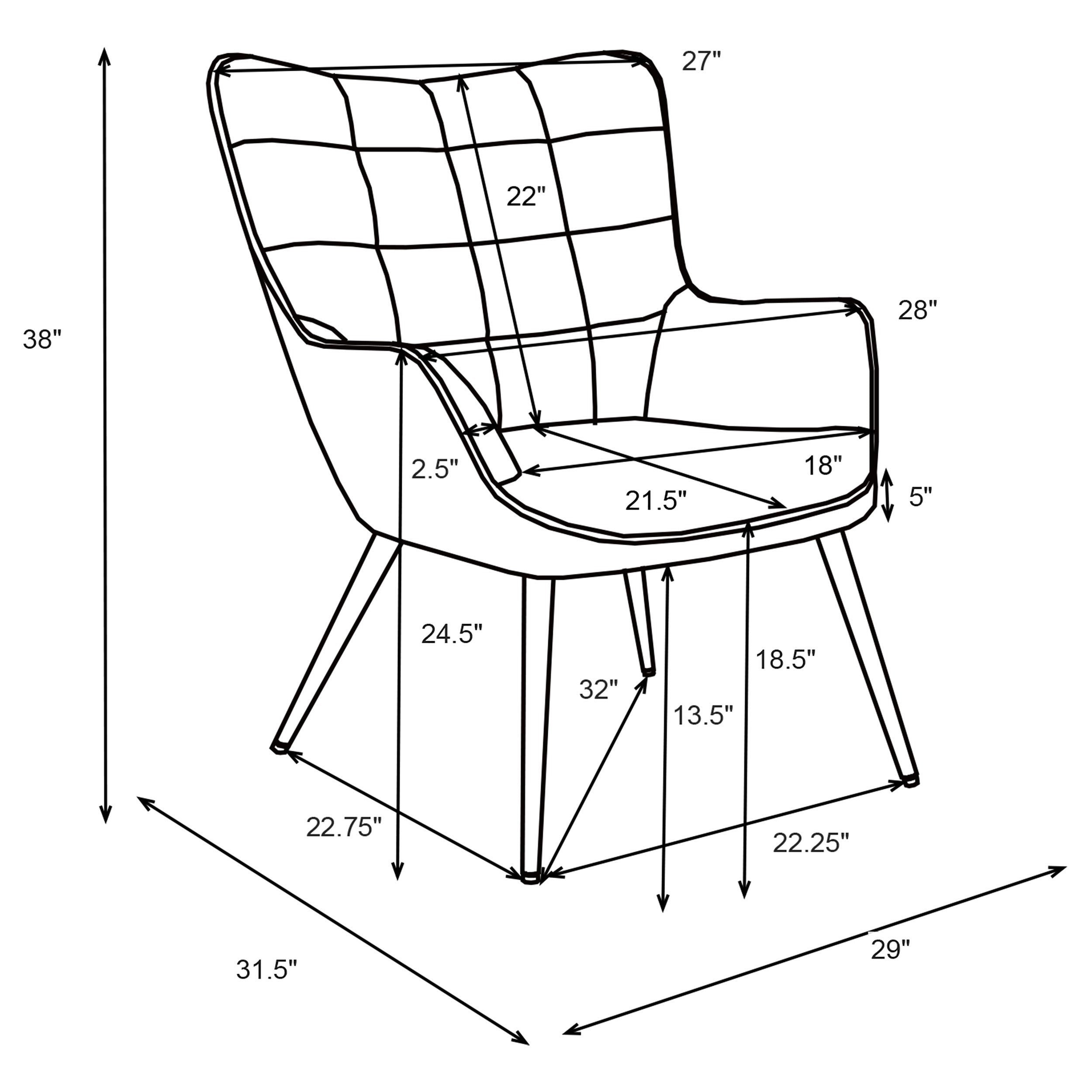 Isla Upholstered Flared Arms Accent Chair with Grid Tufted Accent Chair Grey