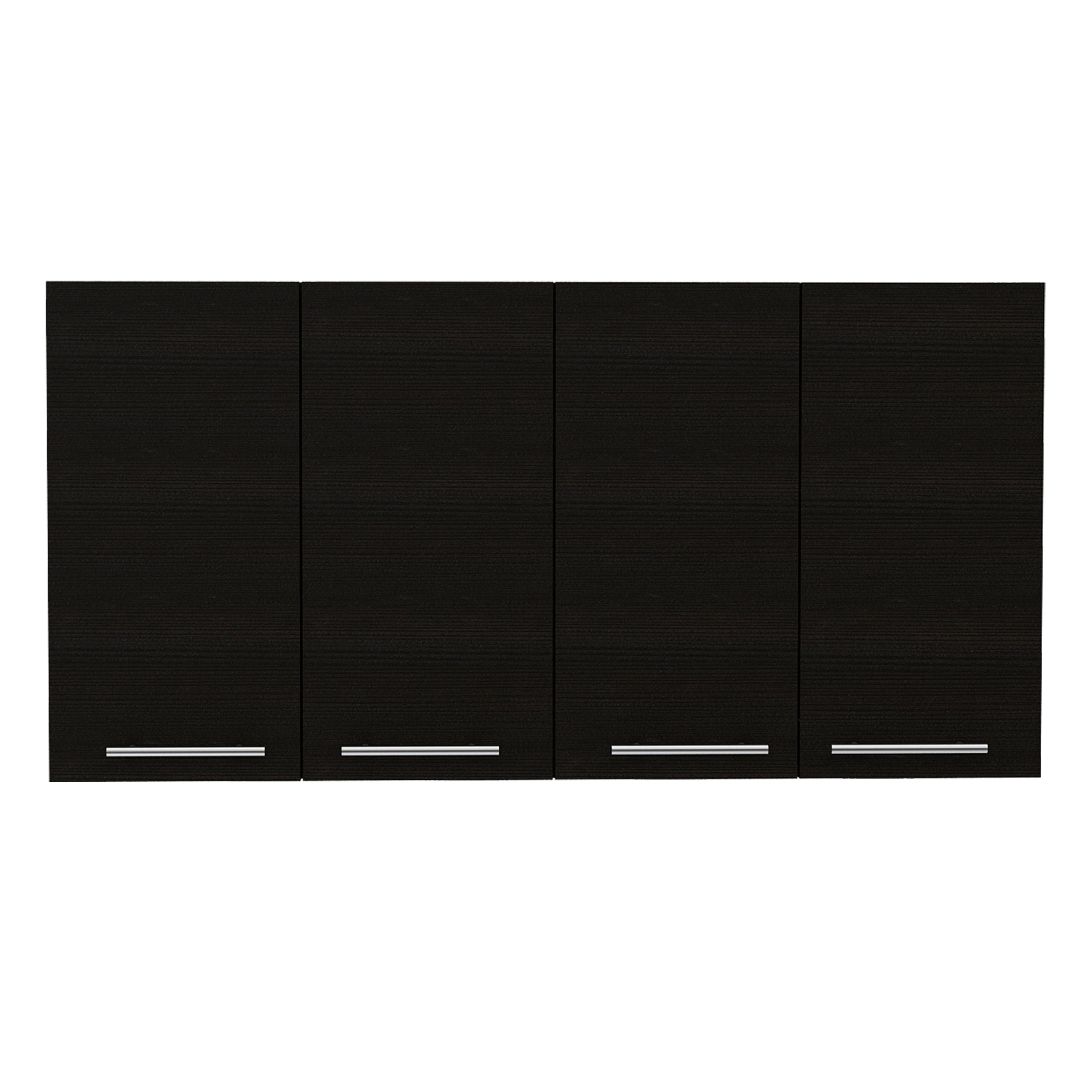 120 Wall Cabinet, Four Doors, Two Cabinets, Two Shelves -Black