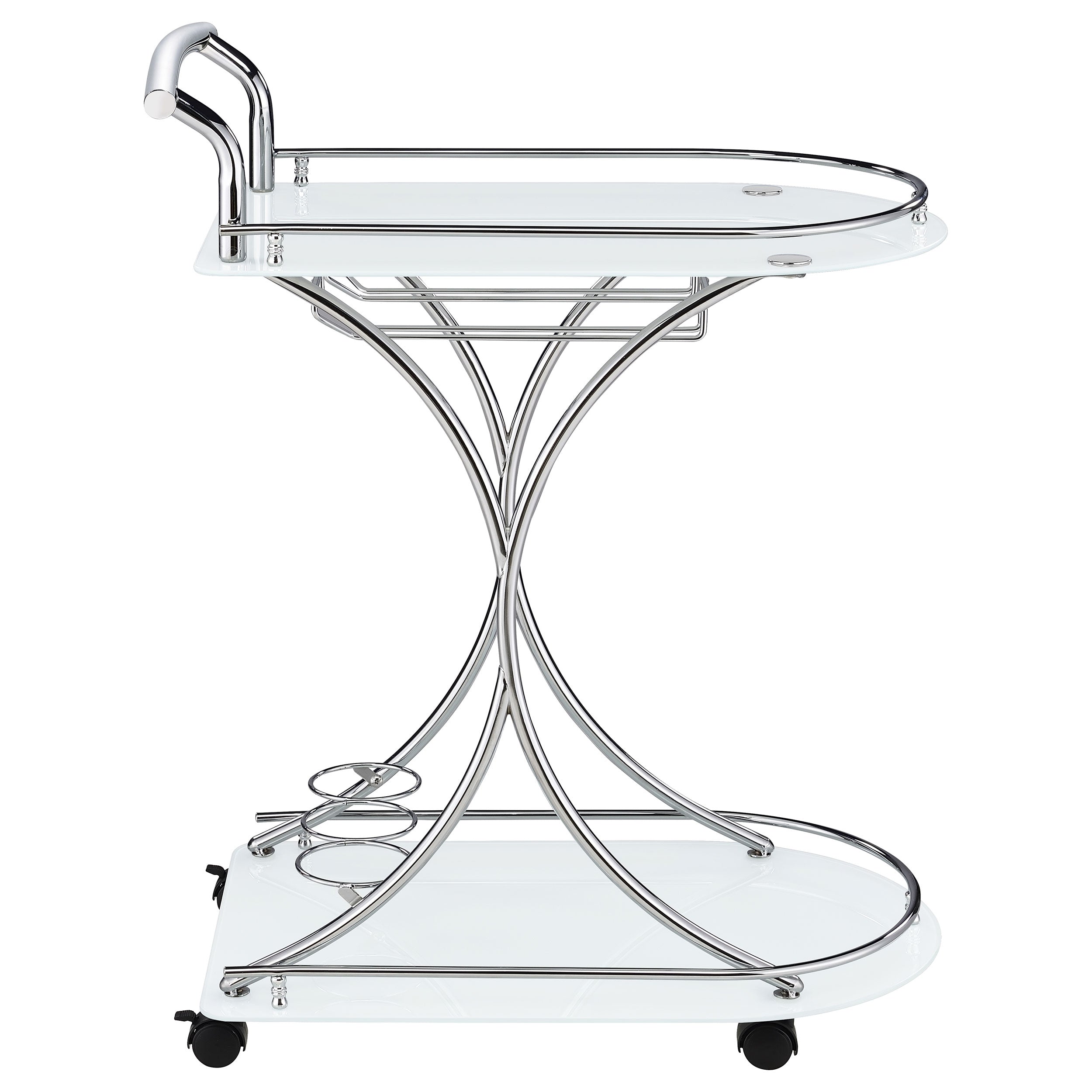 Elfman 2-shelve Serving Cart Chrome and White