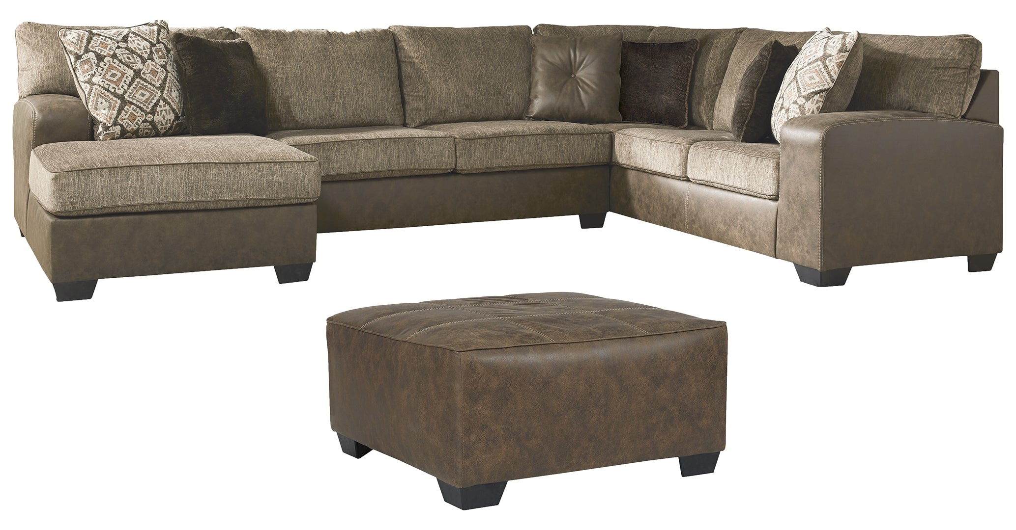 Abalone 3-Piece Sectional with Ottoman