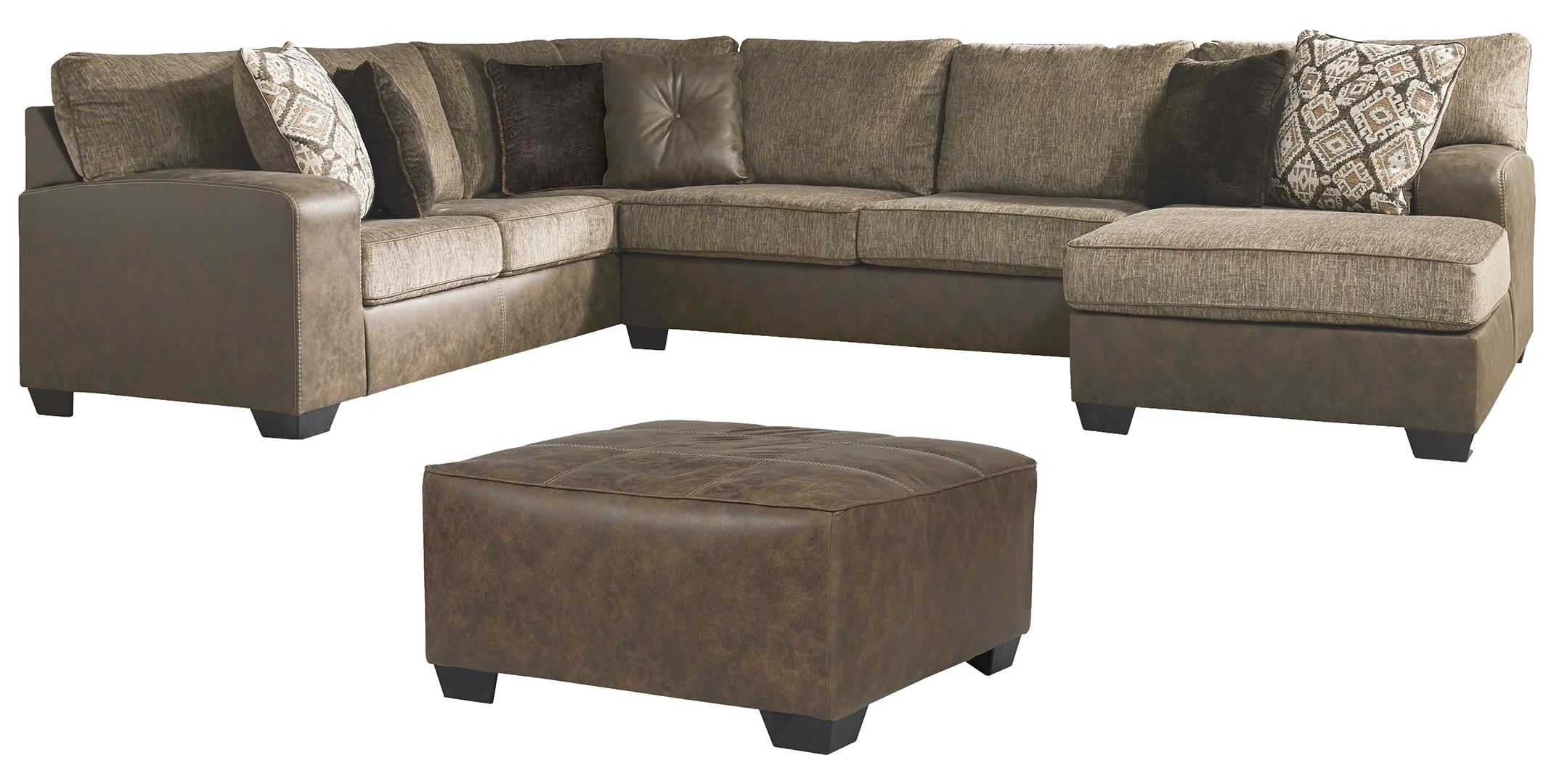 Abalone 3-Piece Sectional with Ottoman