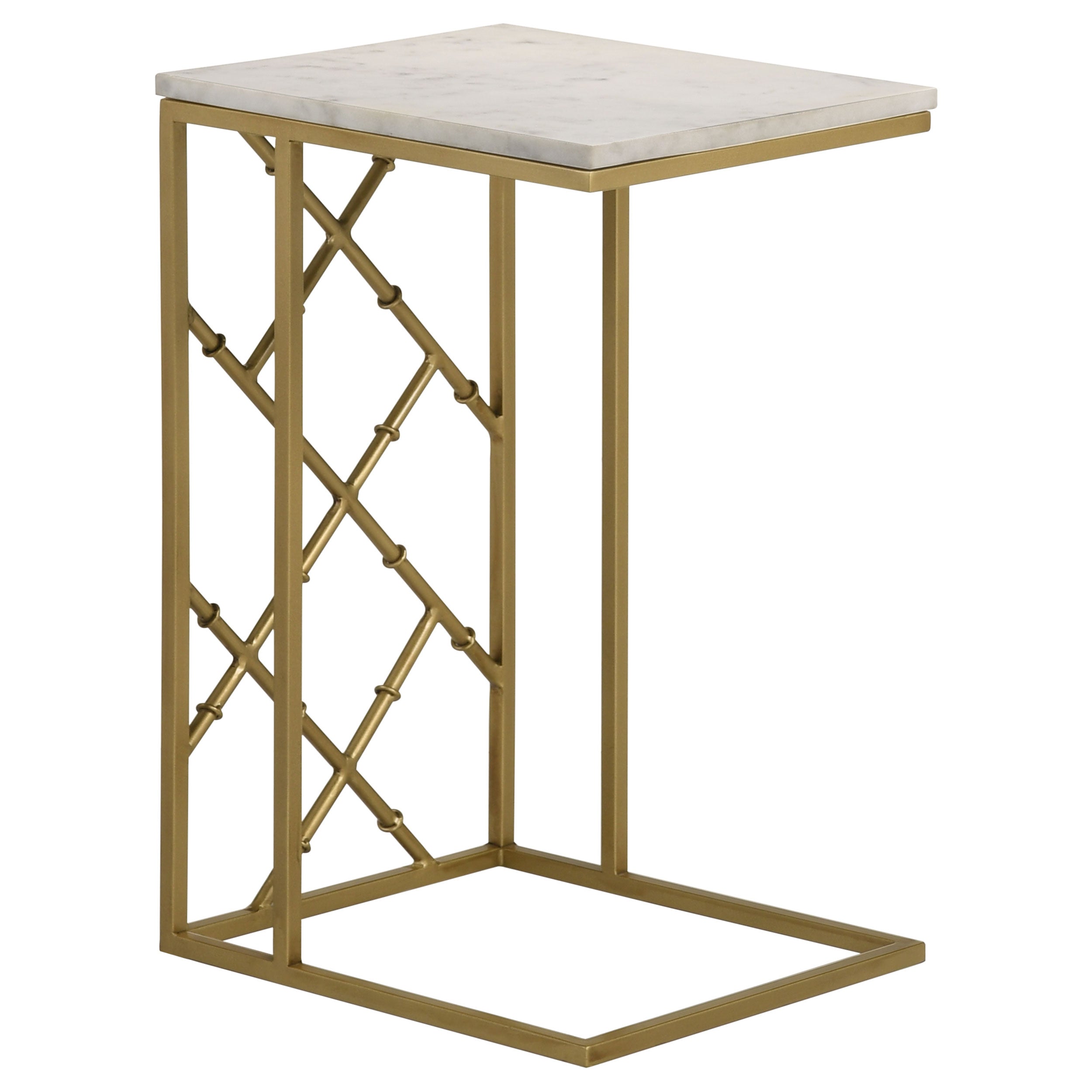 Angeliki Accent Table with Marble Top White Side Table Gold