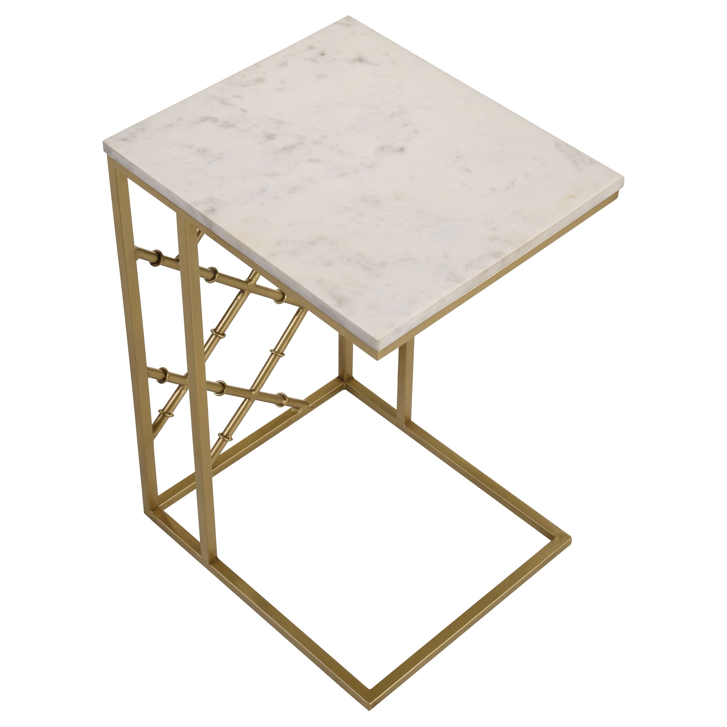 Angeliki Accent Table with Marble Top White Side Table Gold