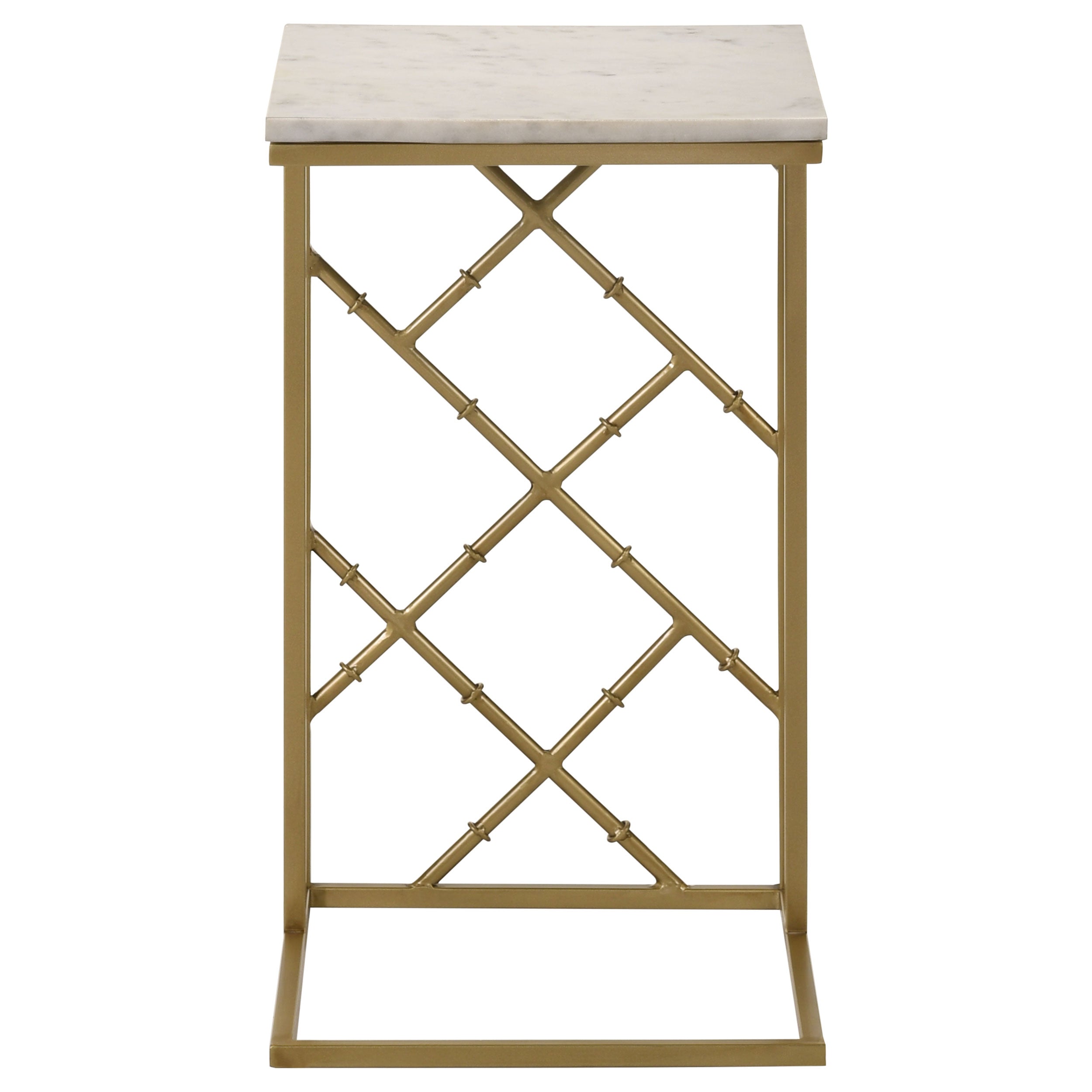 Angeliki Accent Table with Marble Top White Side Table Gold