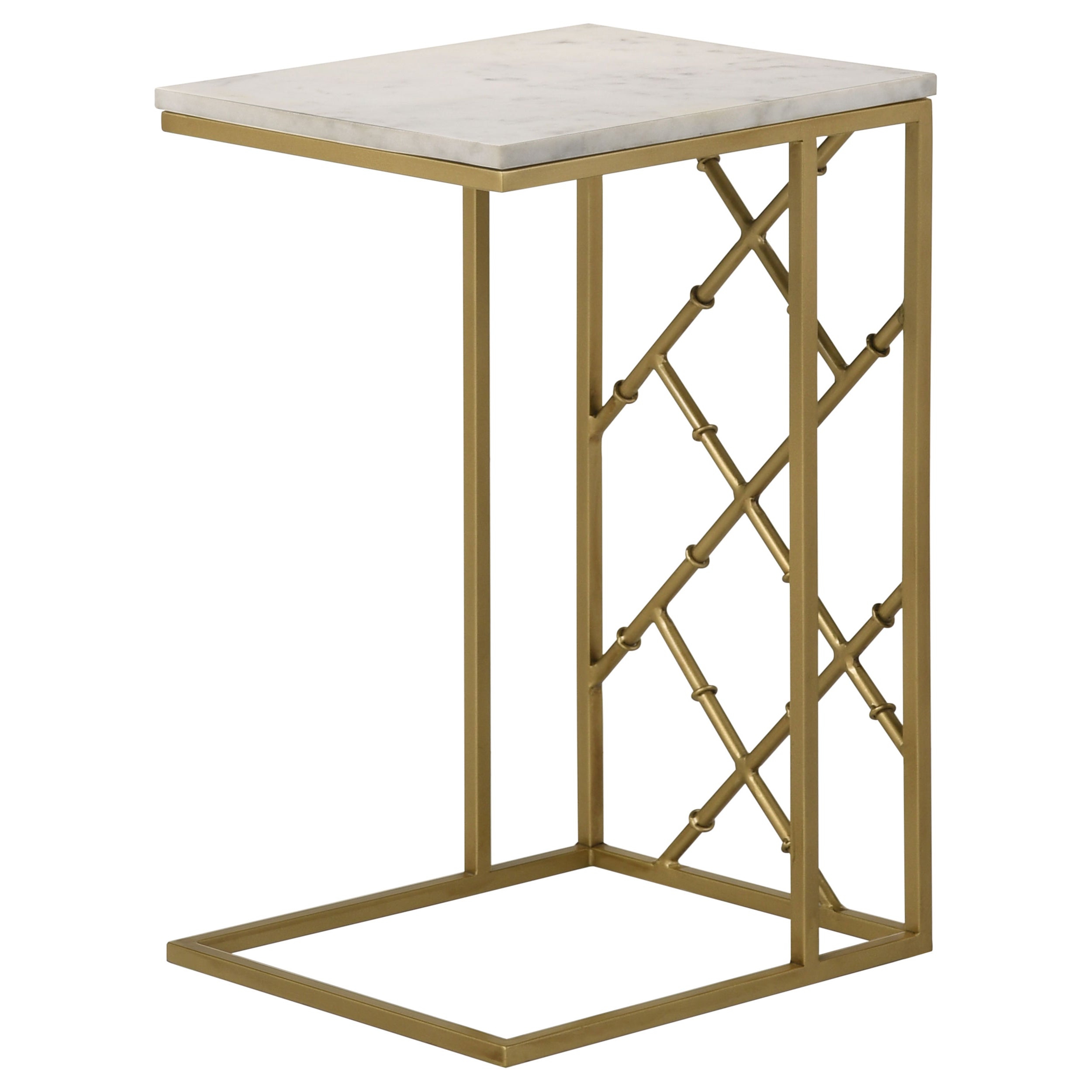 Angeliki Accent Table with Marble Top White Side Table Gold