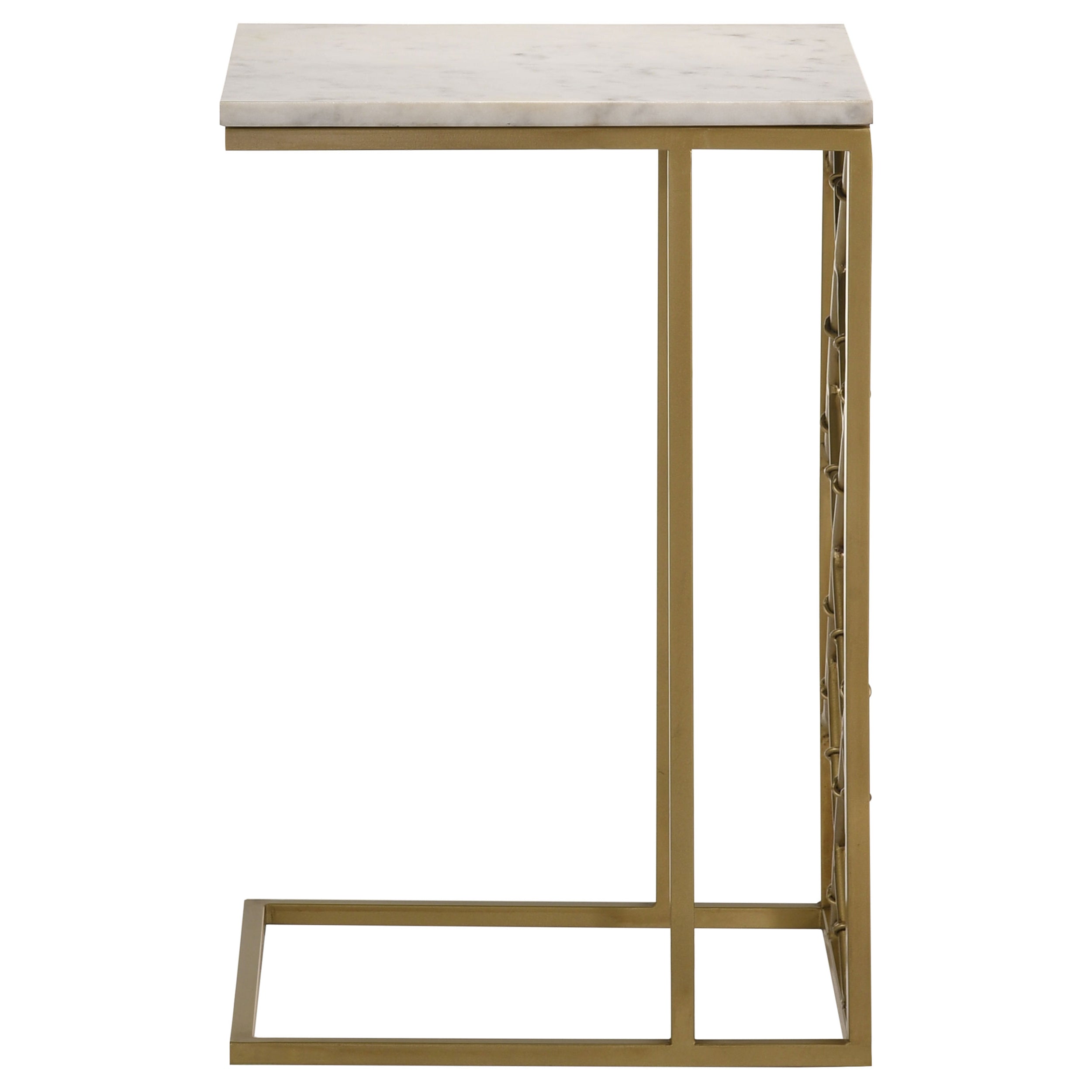 Angeliki Accent Table with Marble Top White Side Table Gold