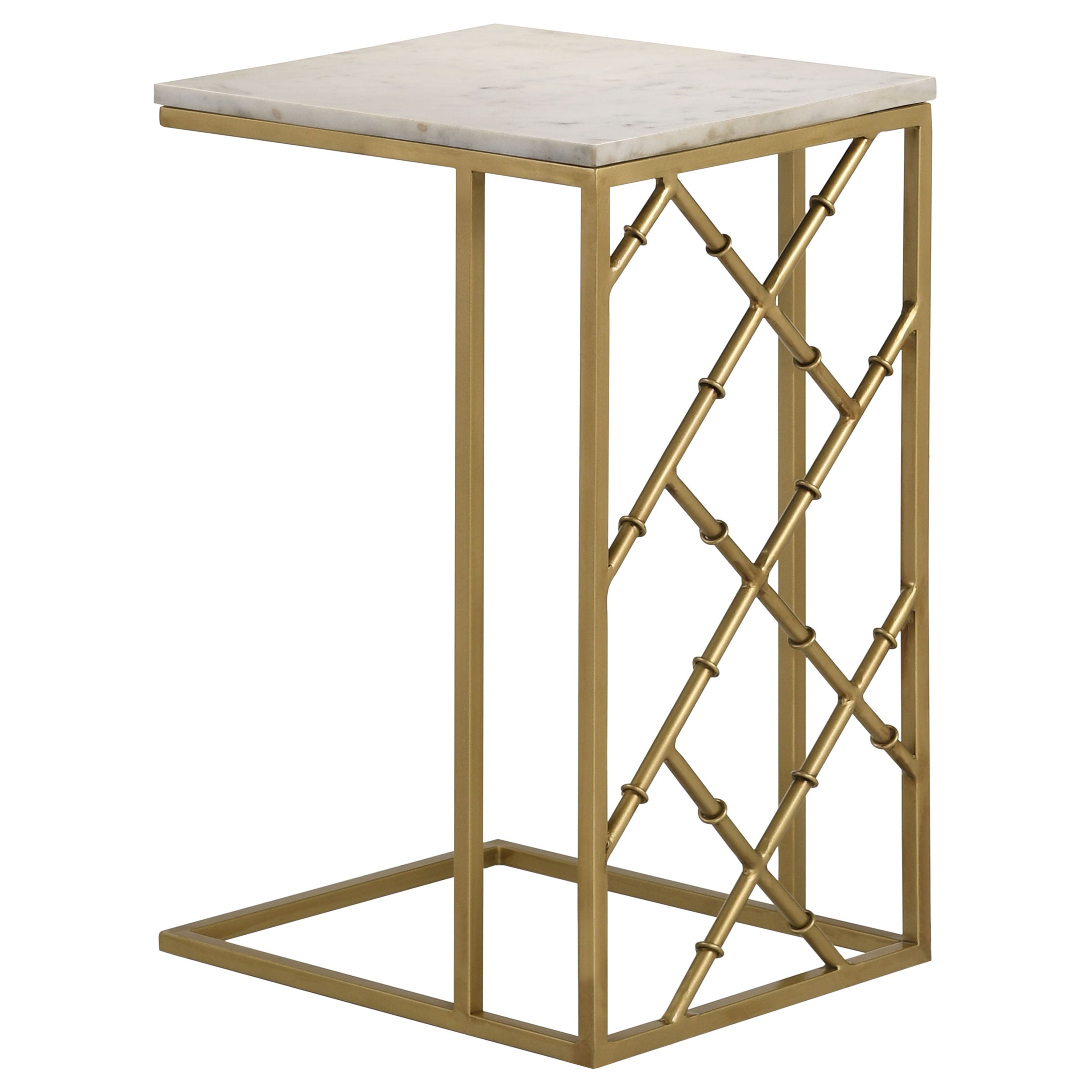 Angeliki Accent Table with Marble Top White Side Table Gold