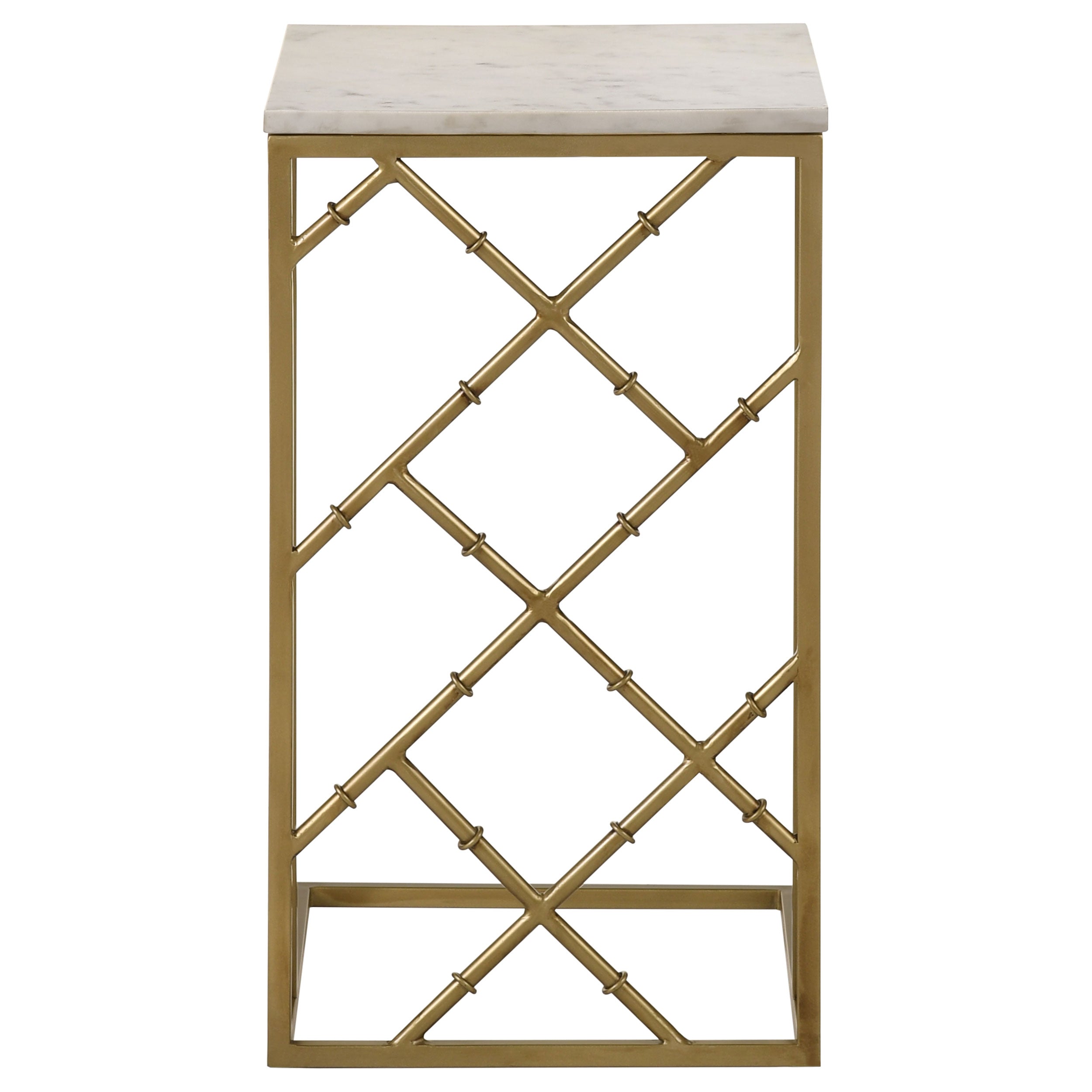 Angeliki Accent Table with Marble Top White Side Table Gold