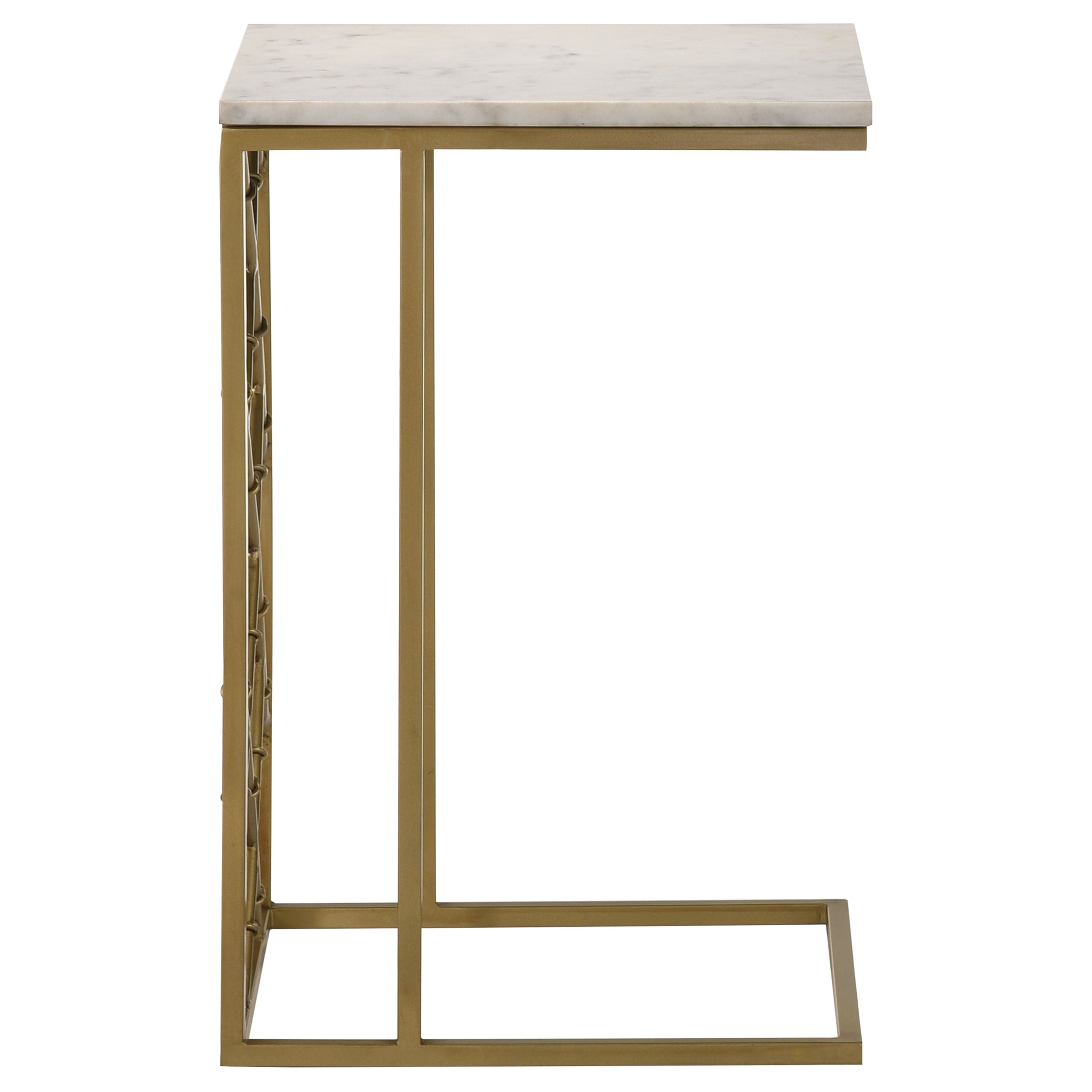 Angeliki Accent Table with Marble Top White Side Table Gold