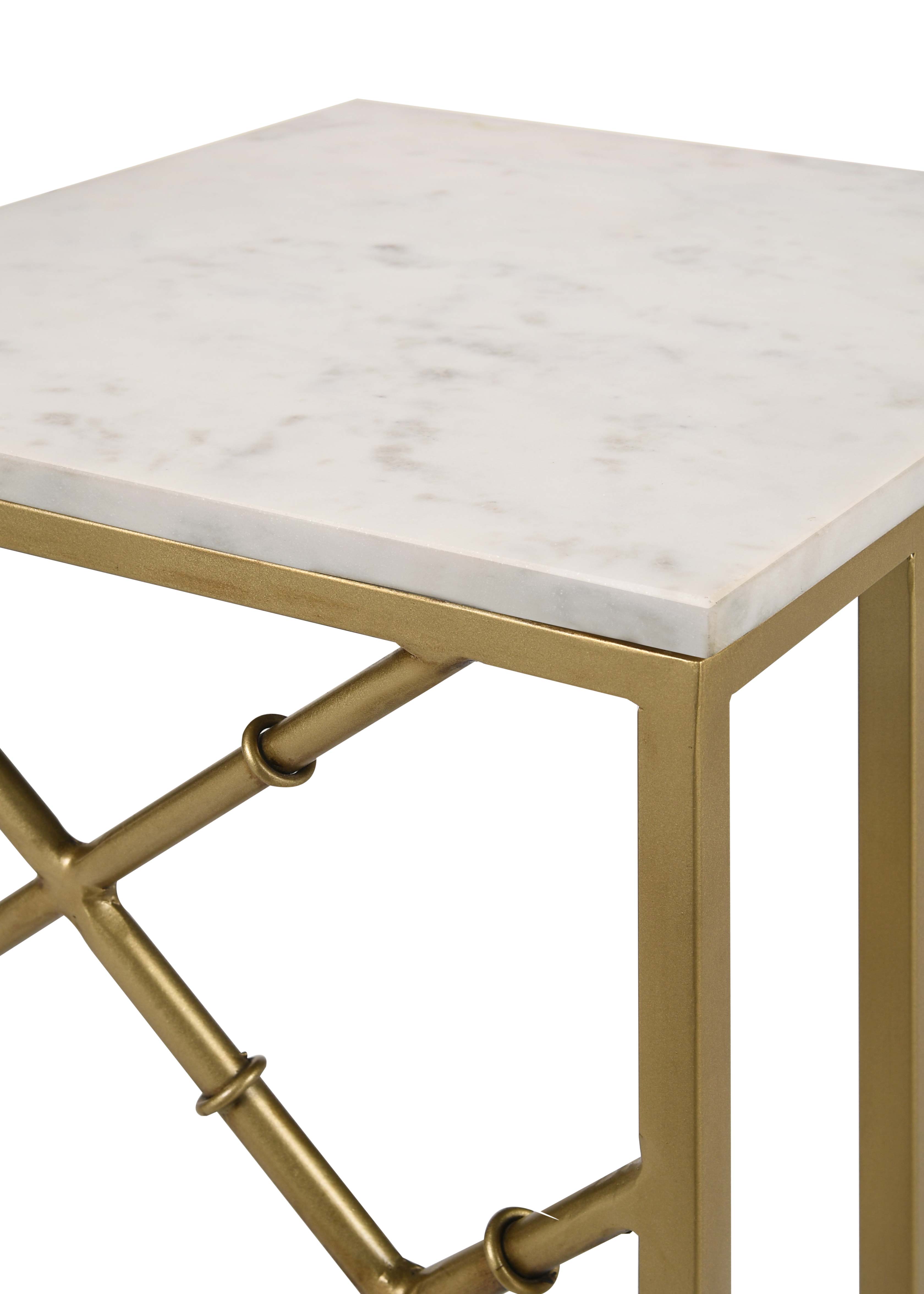 Angeliki Accent Table with Marble Top White Side Table Gold