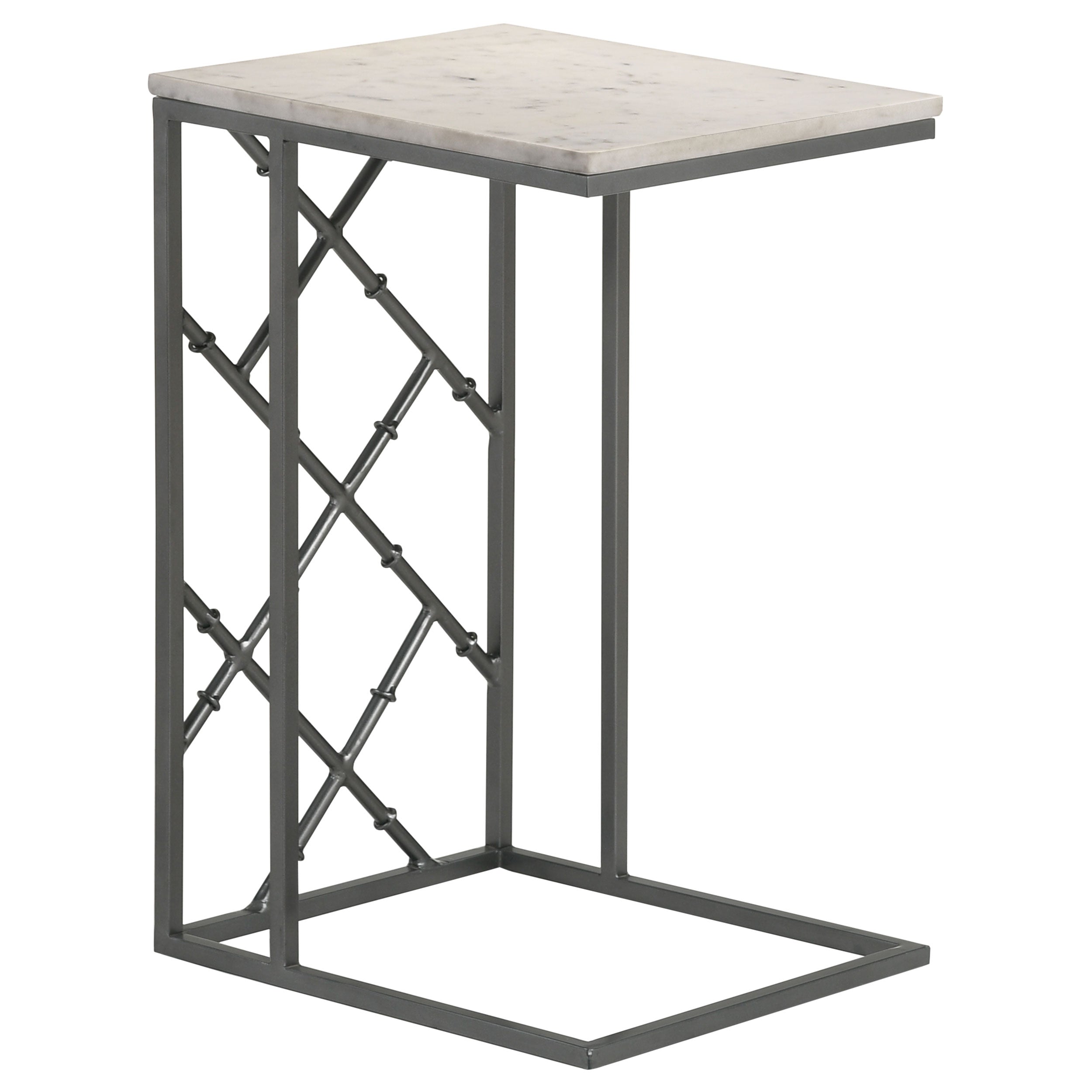 Angeliki Accent Table with Marble Top White Side Table Grey