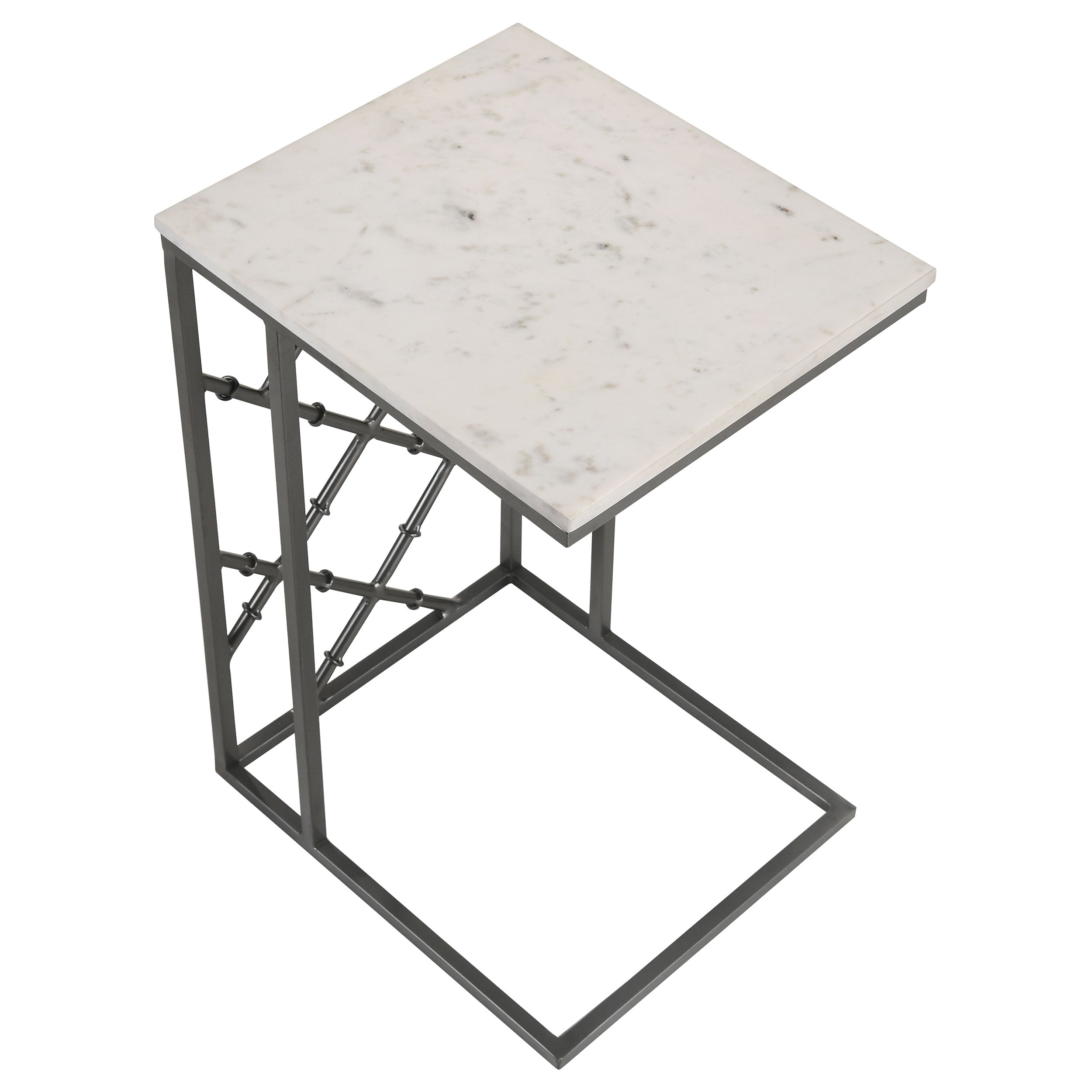 Angeliki Accent Table with Marble Top White Side Table Grey