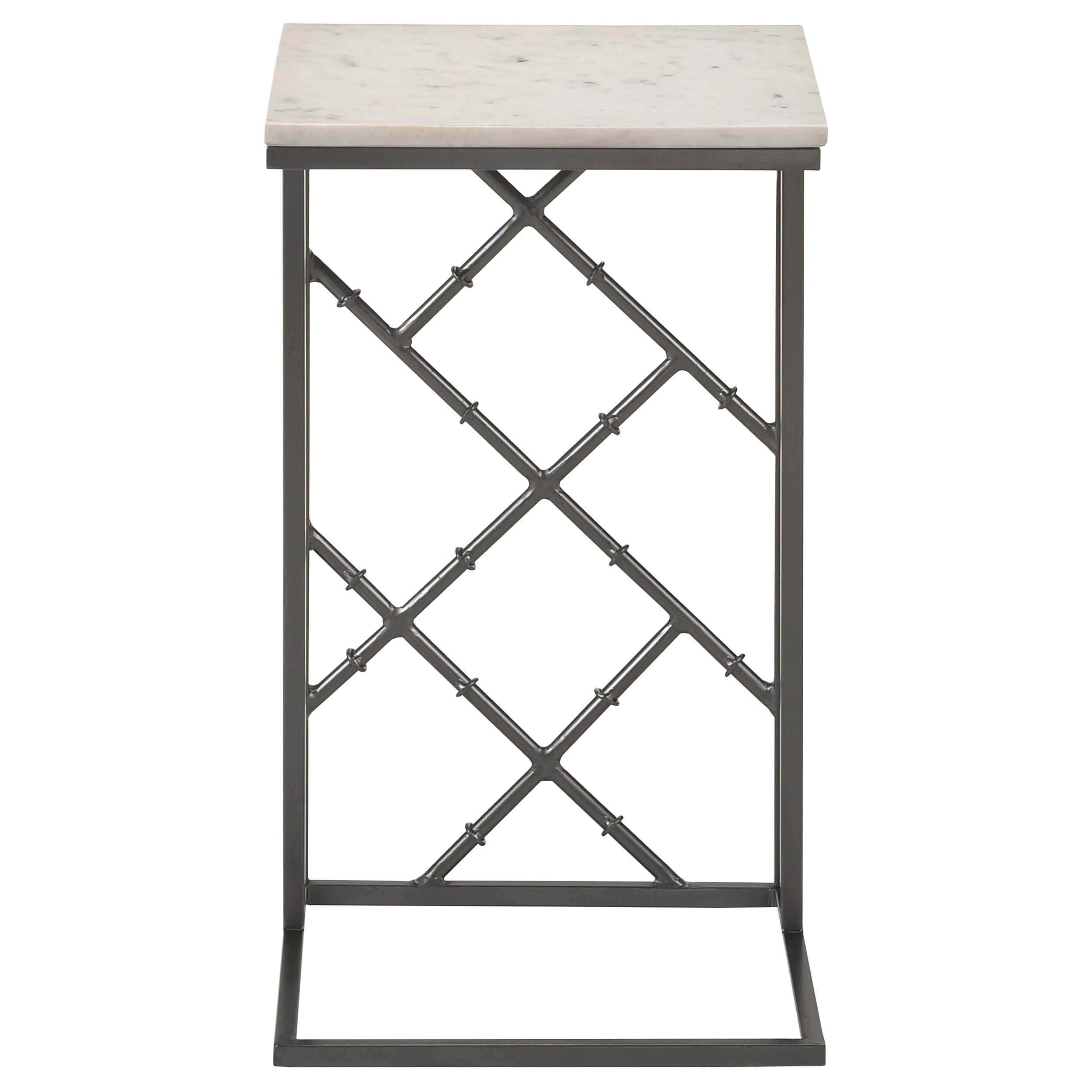 Angeliki Accent Table with Marble Top White Side Table Grey