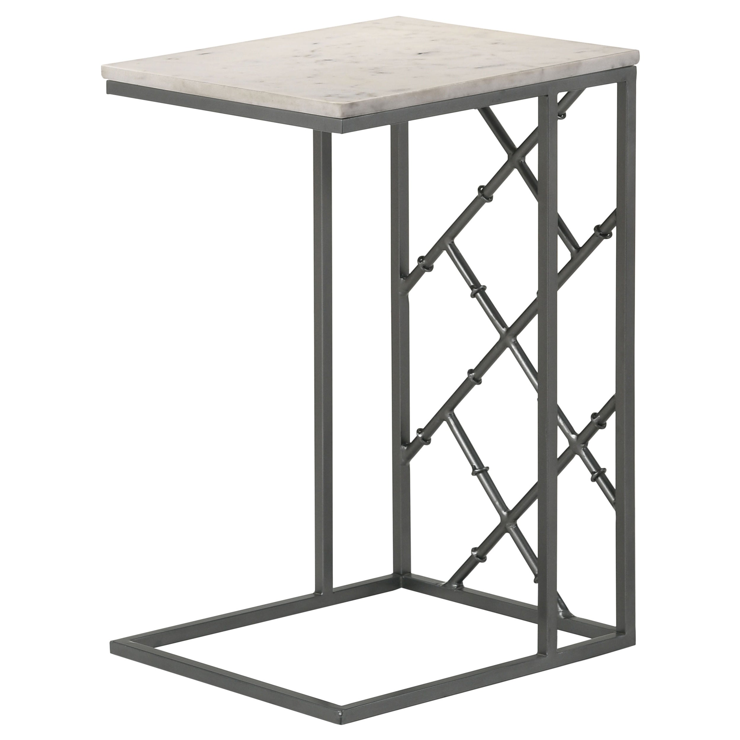 Angeliki Accent Table with Marble Top White Side Table Grey