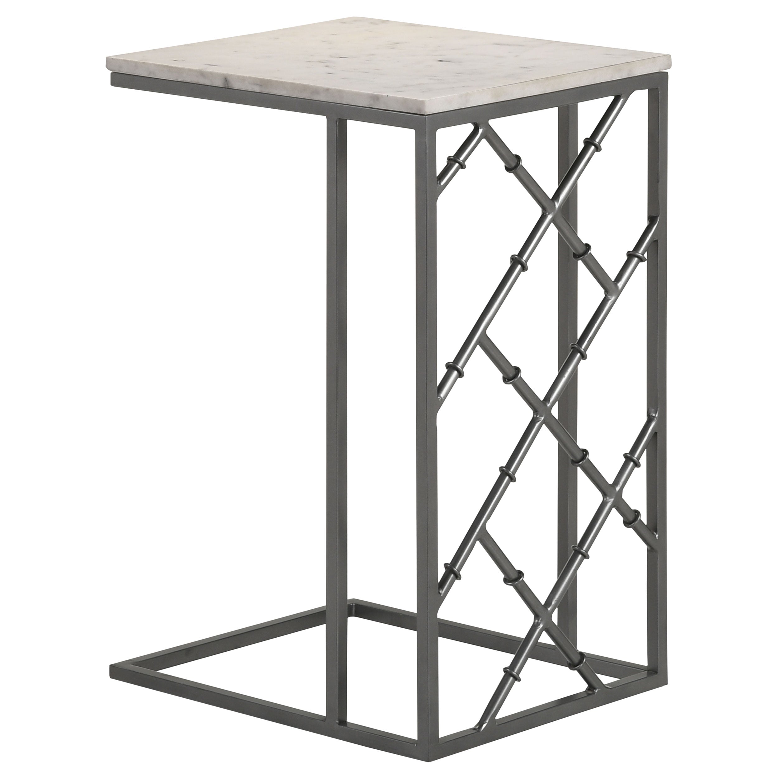 Angeliki Accent Table with Marble Top White Side Table Grey