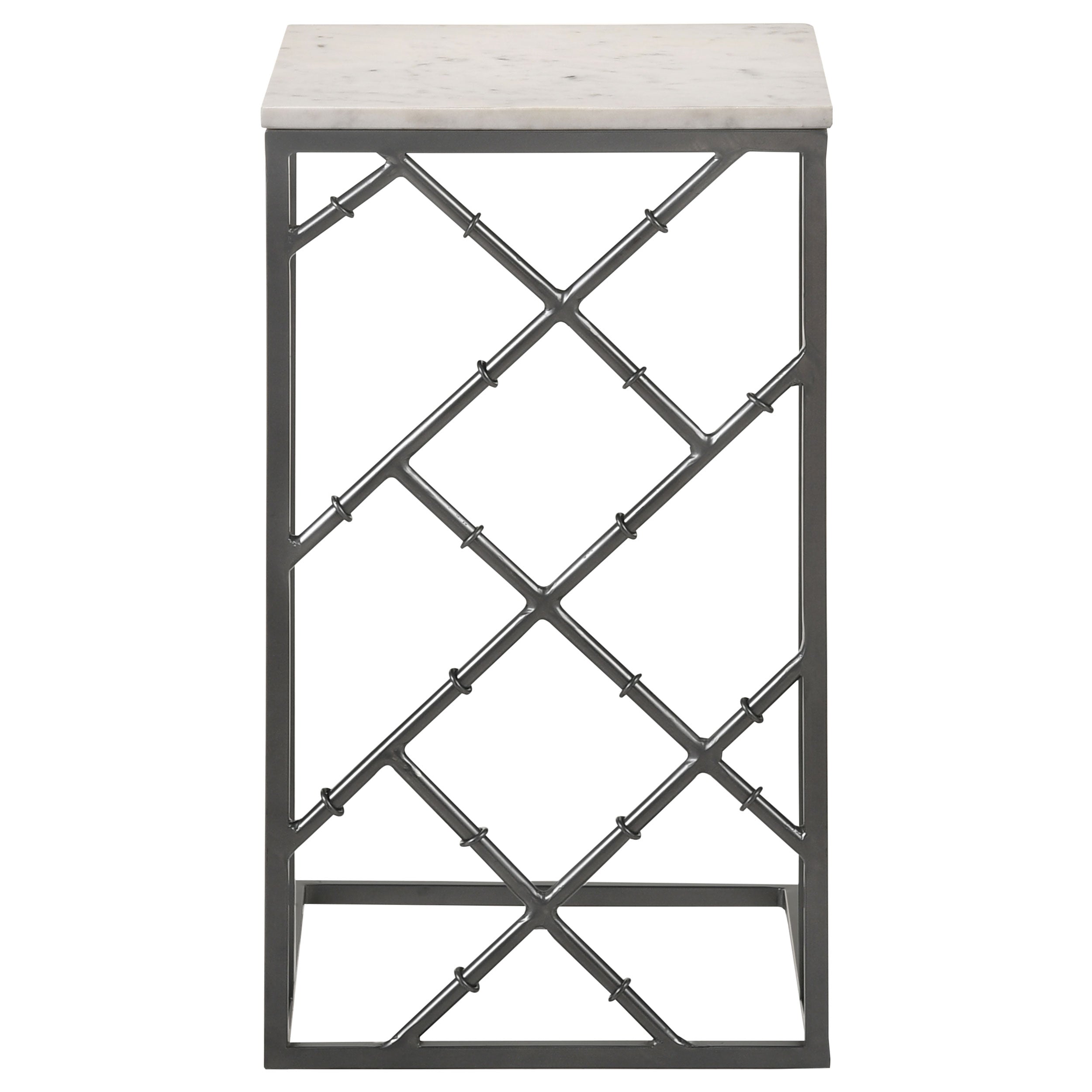 Angeliki Accent Table with Marble Top White Side Table Grey