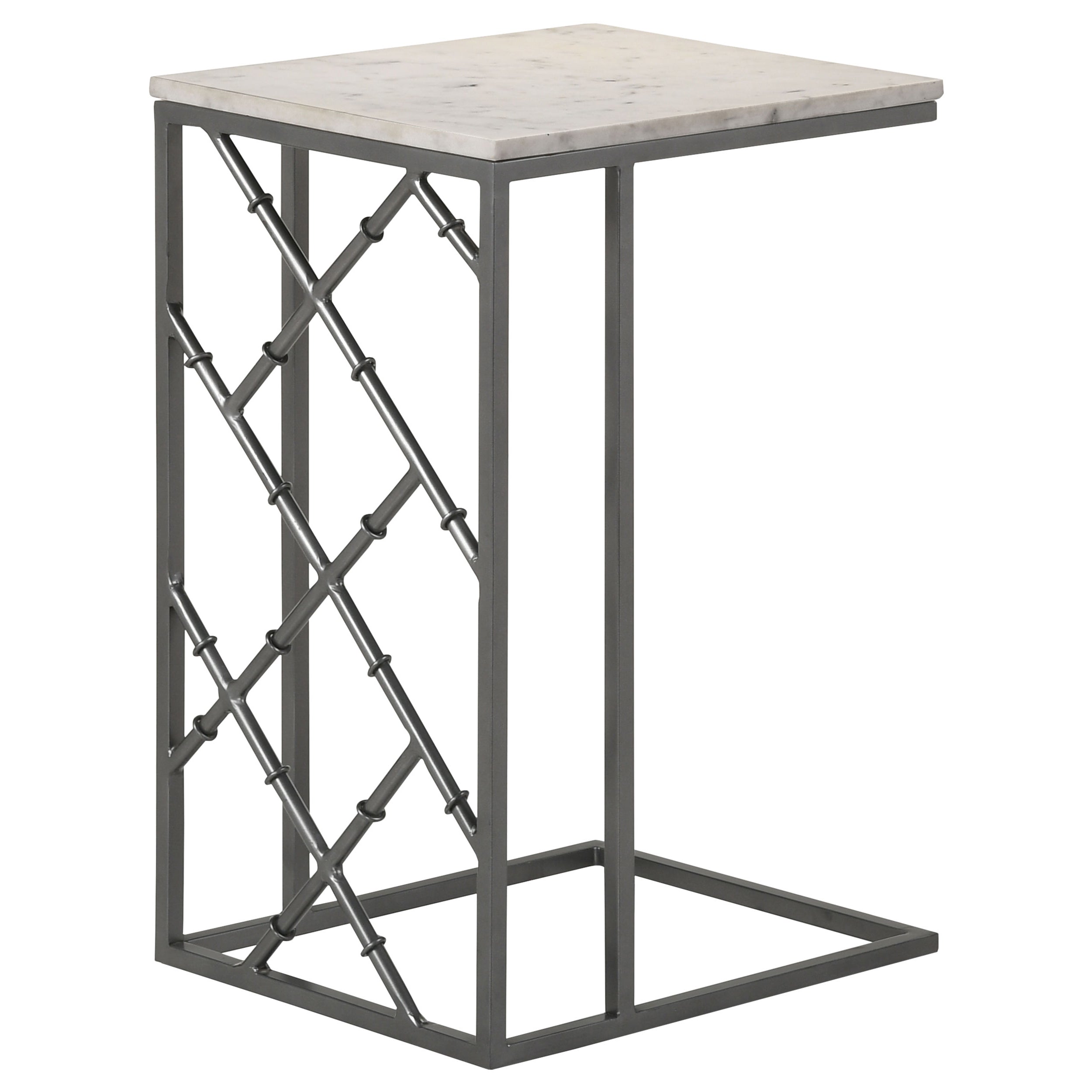 Angeliki Accent Table with Marble Top White Side Table Grey