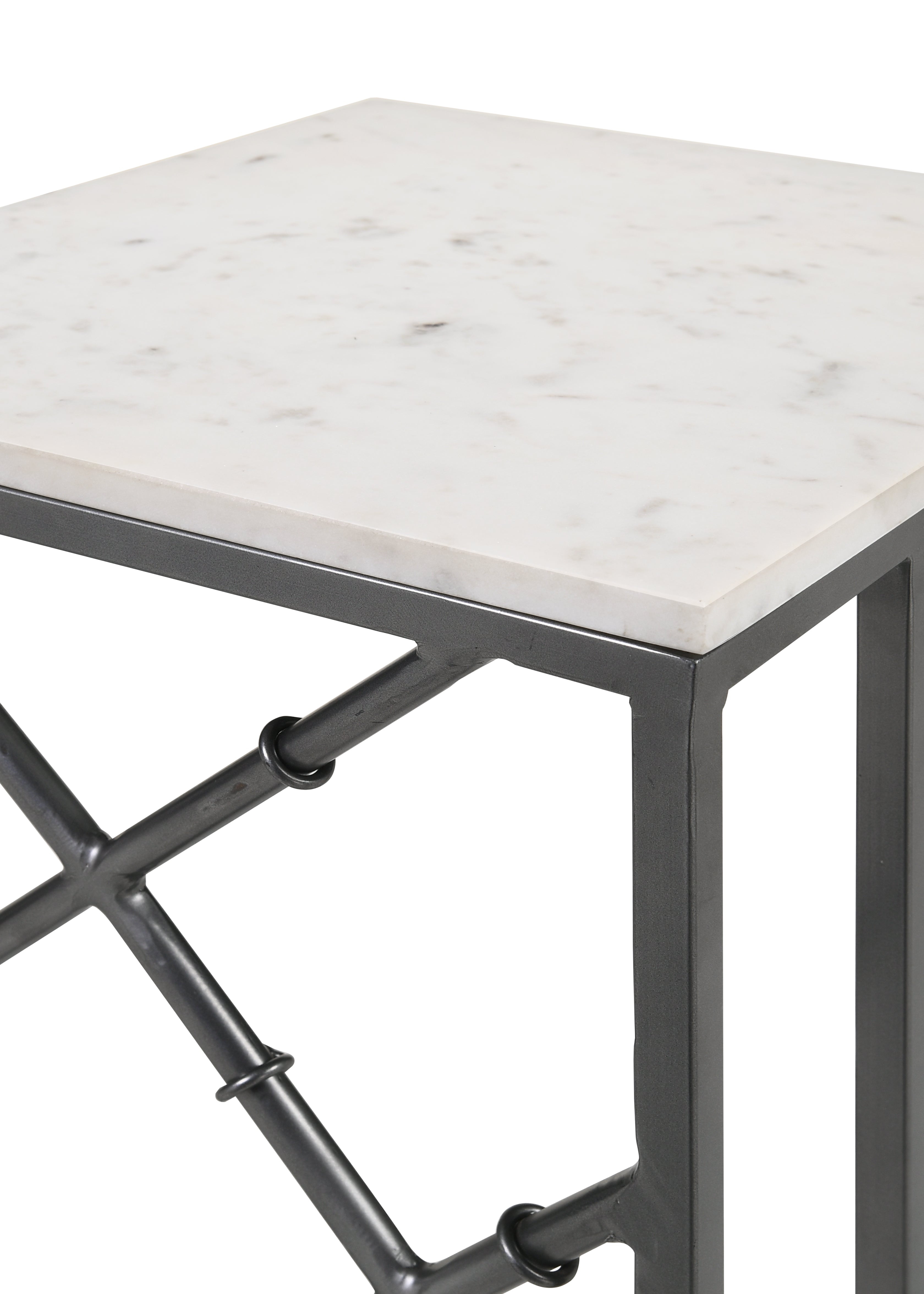 Angeliki Accent Table with Marble Top White Side Table Grey