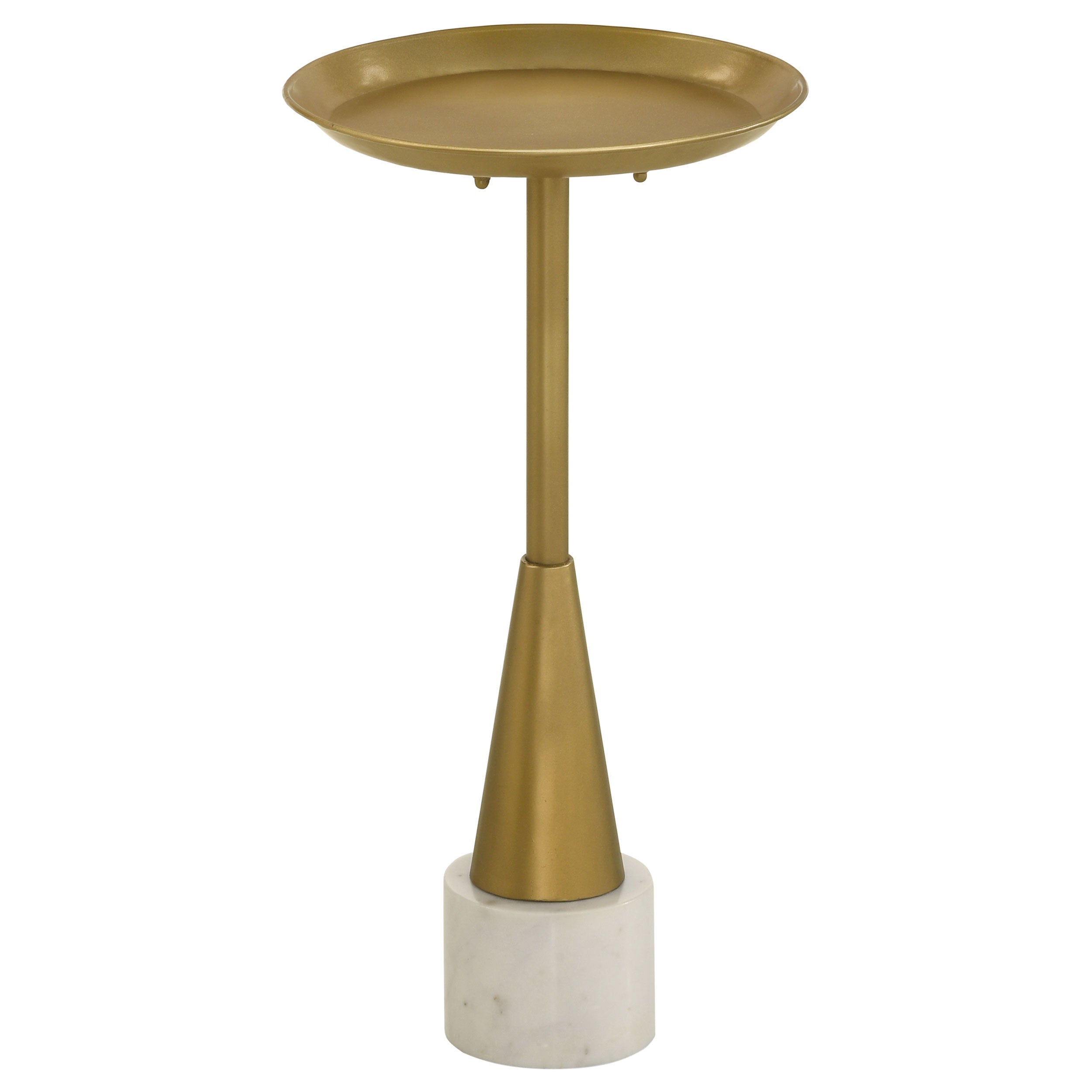 Alpine Round Metal Side Table White and Gold