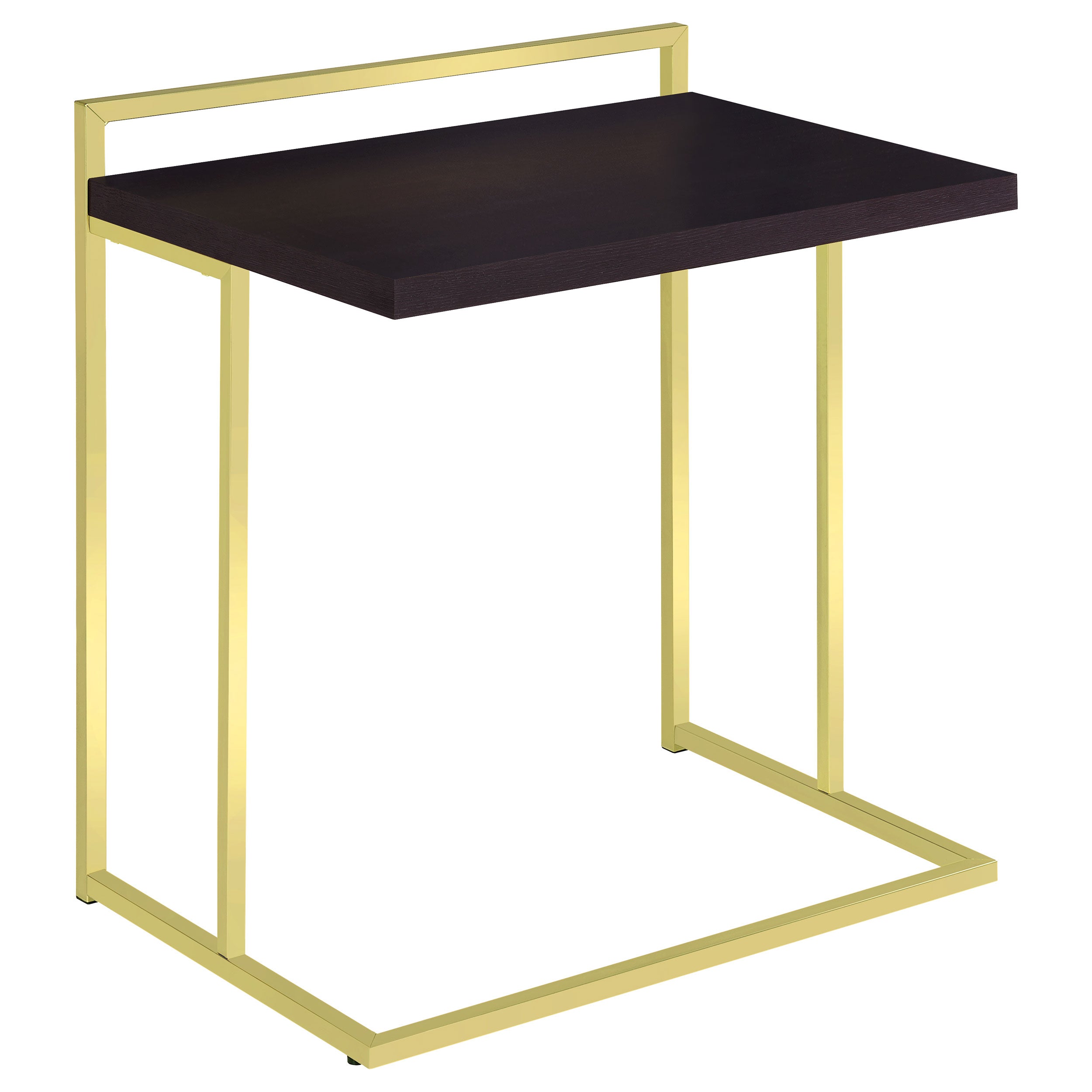 Ammal Rectangular Snack Table with Metal Base Side Table Brown