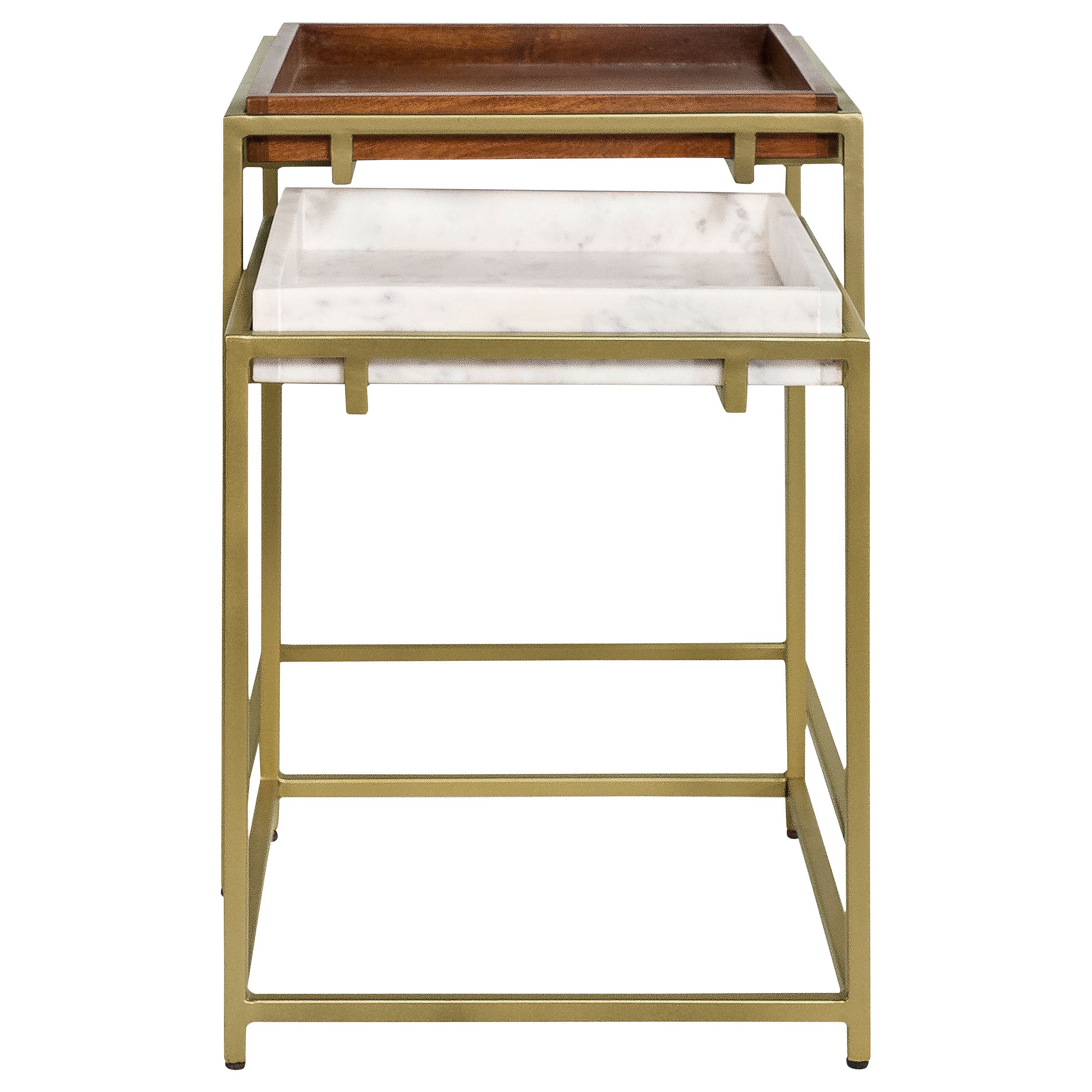 Bolden 2-Piece Square Nesting Table With Recessed Top Gold