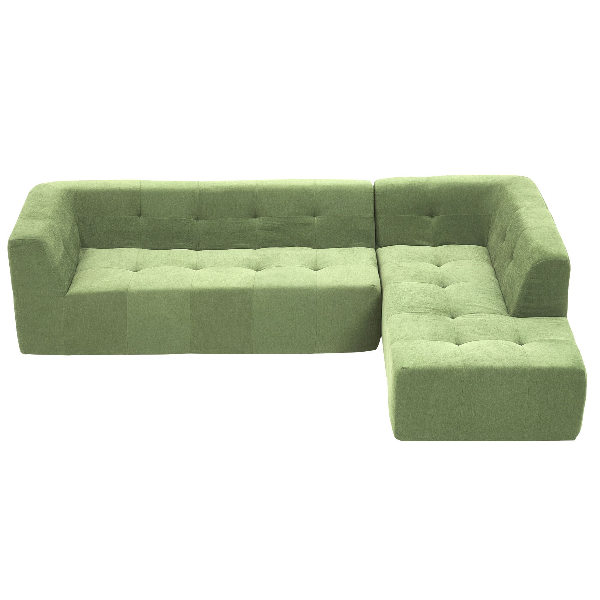 110.2*72.8" Modular Modular Combination Living Room Sofa Set, Modern Minimalist Sofa, Living Room Upholstered Sofa Bed, Bedroom, 2pcs Computer Free Combination, L-Shaped,Green