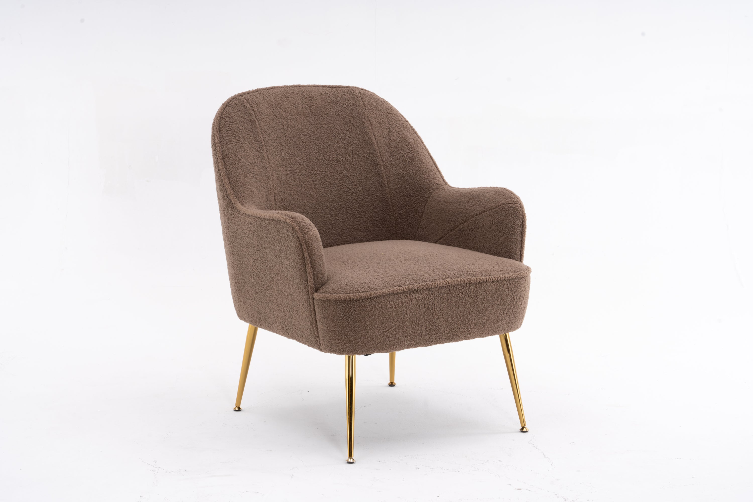 001-Modern Soft Teddy Fabric Accent Chair With Gold Metal Legs For Indoor,Coffee