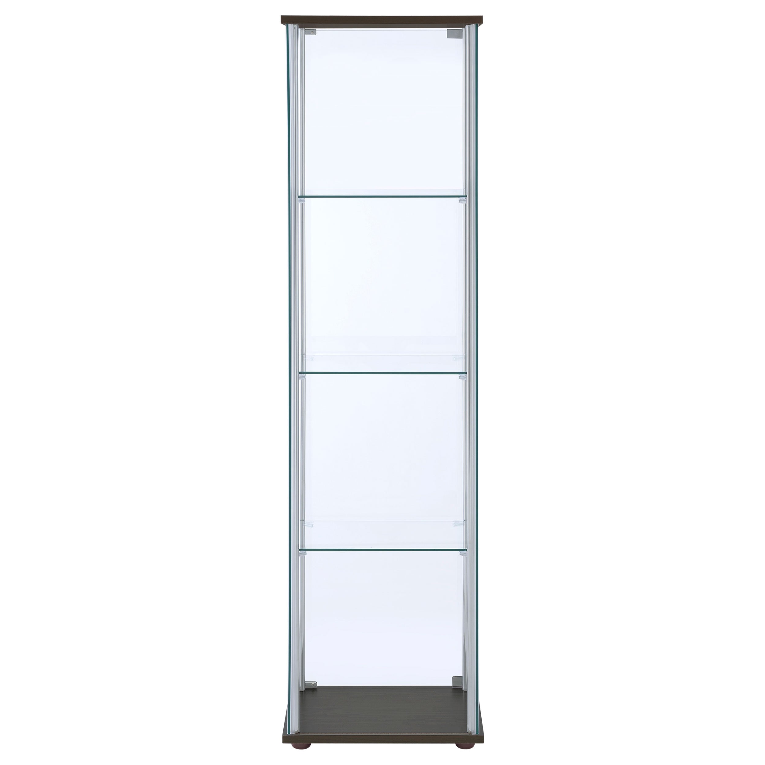 Bellatrix Rectangular 4-shelf Curio Cabinet Cappuccino and Clear Curio Cabinet Clear